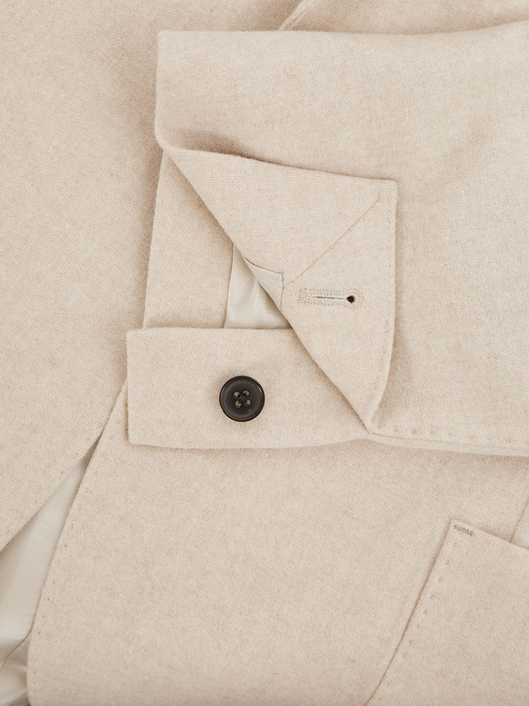 Slim Fit Single Breasted Brushed Wool Blazer in Stone - Image 9 of 9