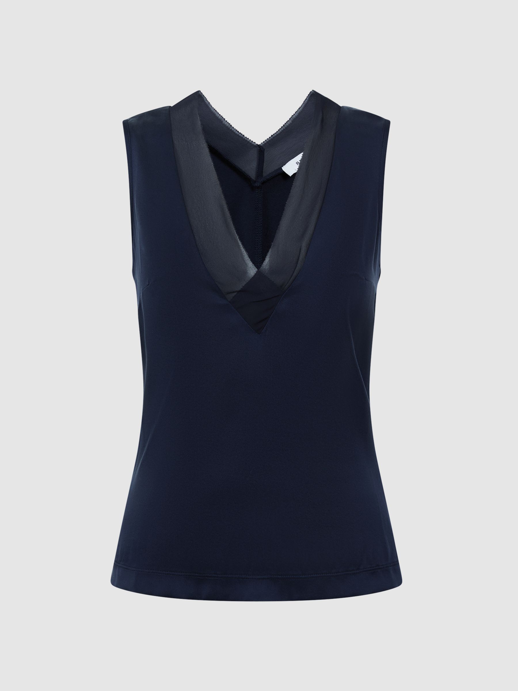 Silk Colourblock Vest in Navy - Image 2 of 4