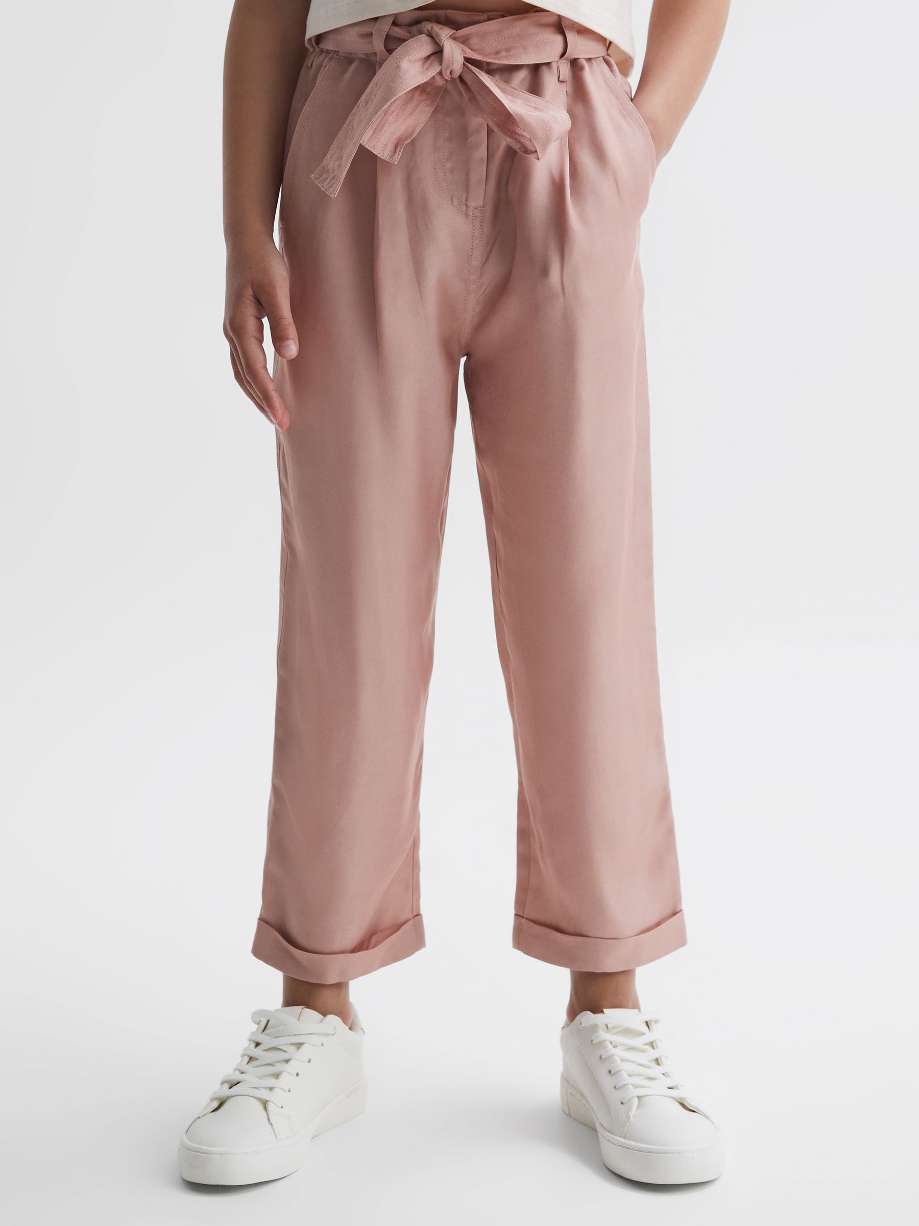 4-9 yrs Paper Bag Cargo Trousers in Pink - Image 3 of 5