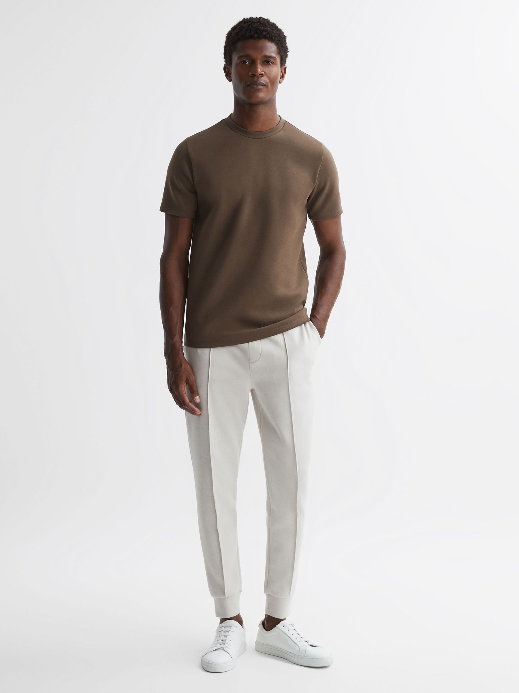 Interlock Jersey Crew Neck T-Shirt in Olive - Image 3 of 4