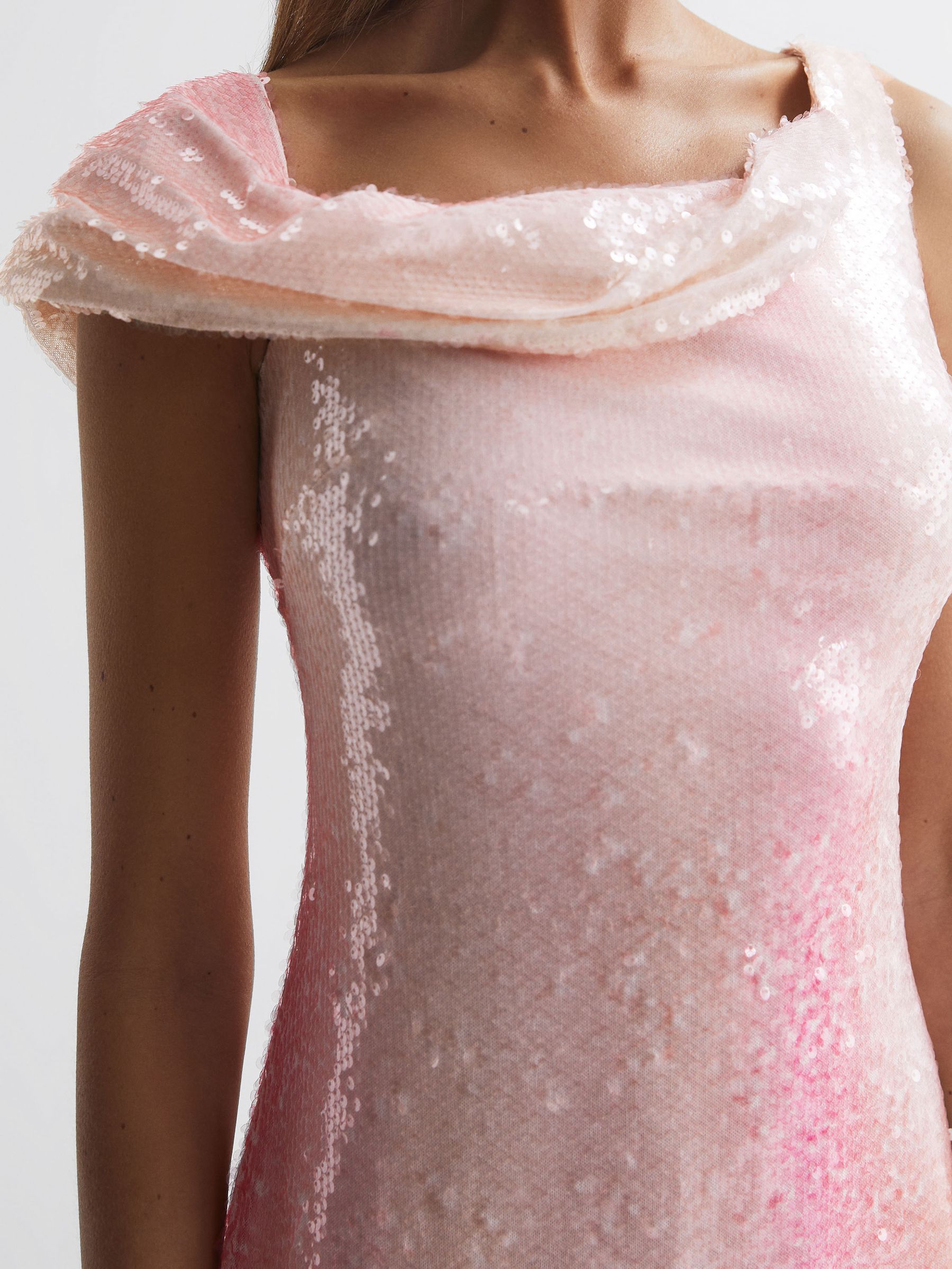 Halston Sequin Fitted Mini Dress in Abstract Sorbet - Image 4 of 5