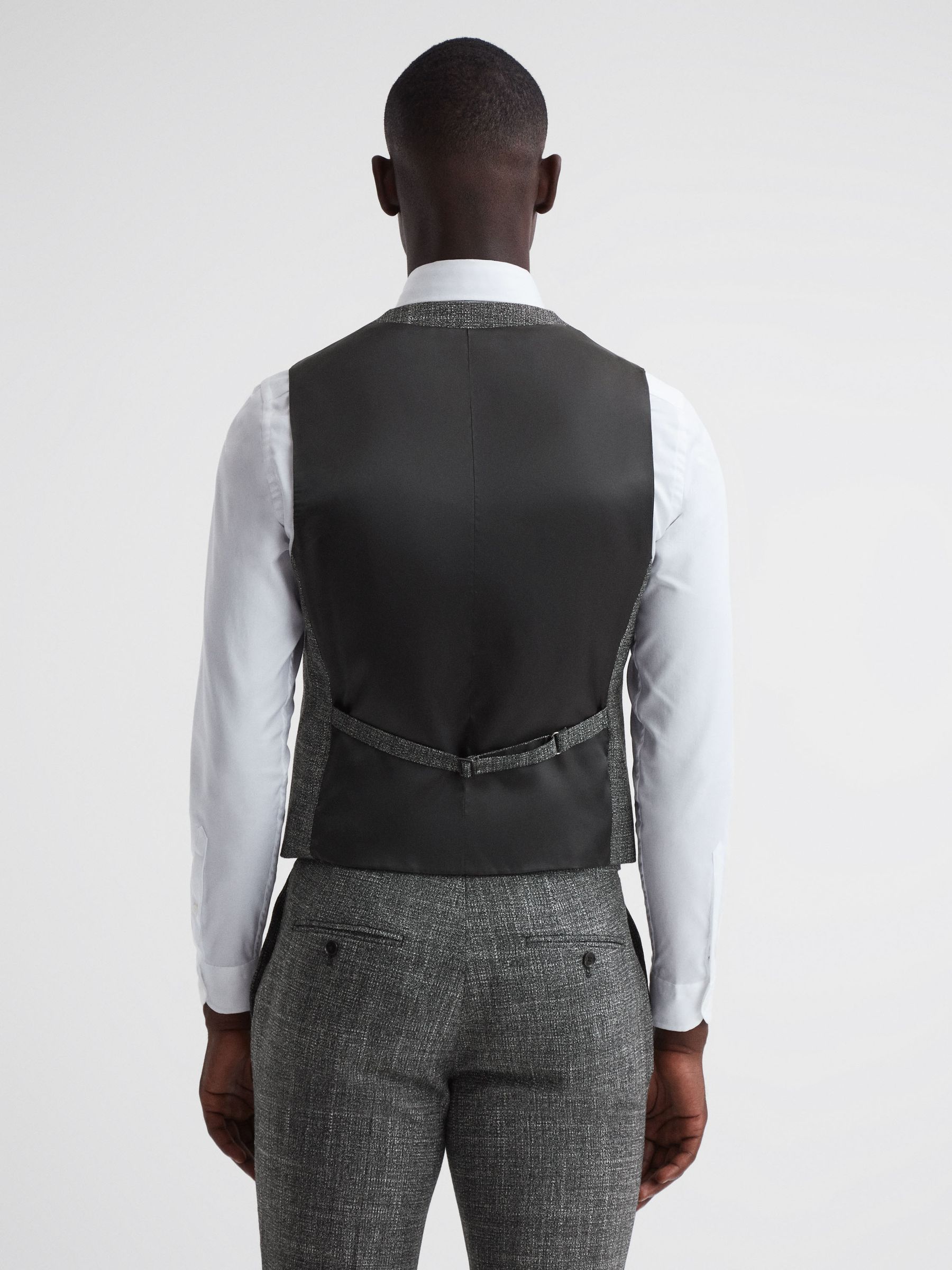 Slim Fit Wool Waistcoat in Charcoal - Image 5 of 5