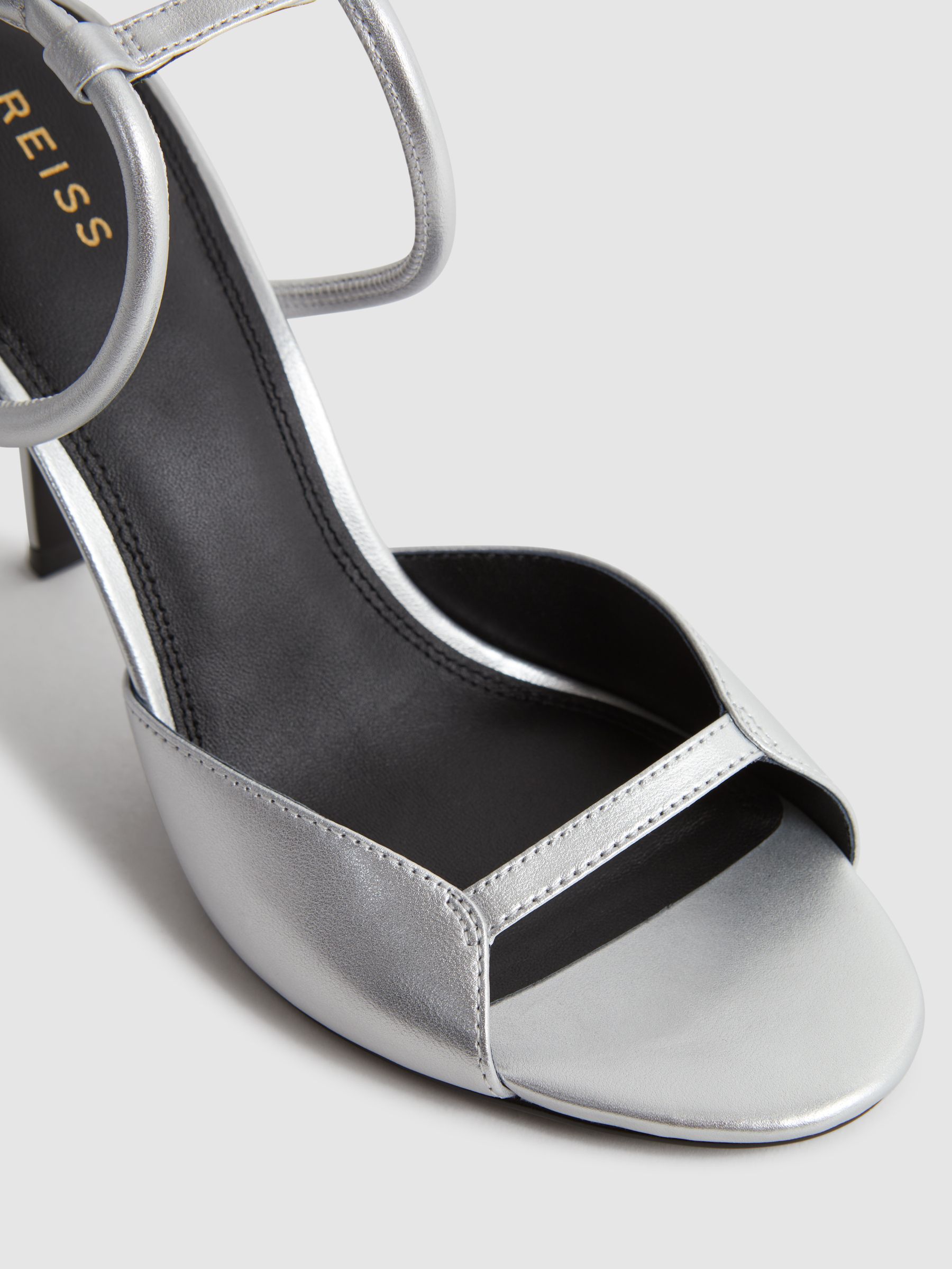 Leather Strappy Heels in Silver - Image 5 of 5