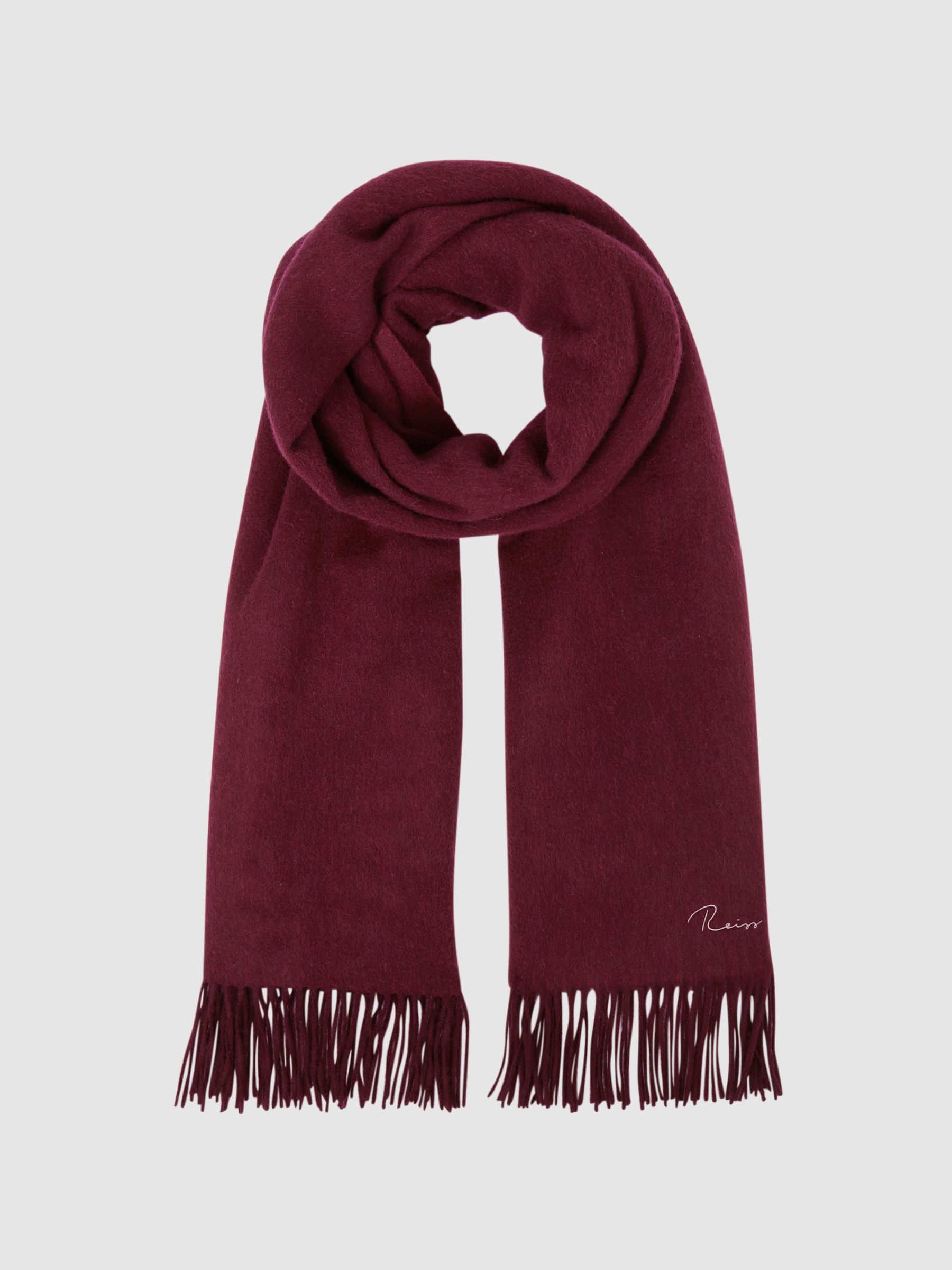 Wool-Cashmere Scarf in Bordeaux - Image 4 of 5