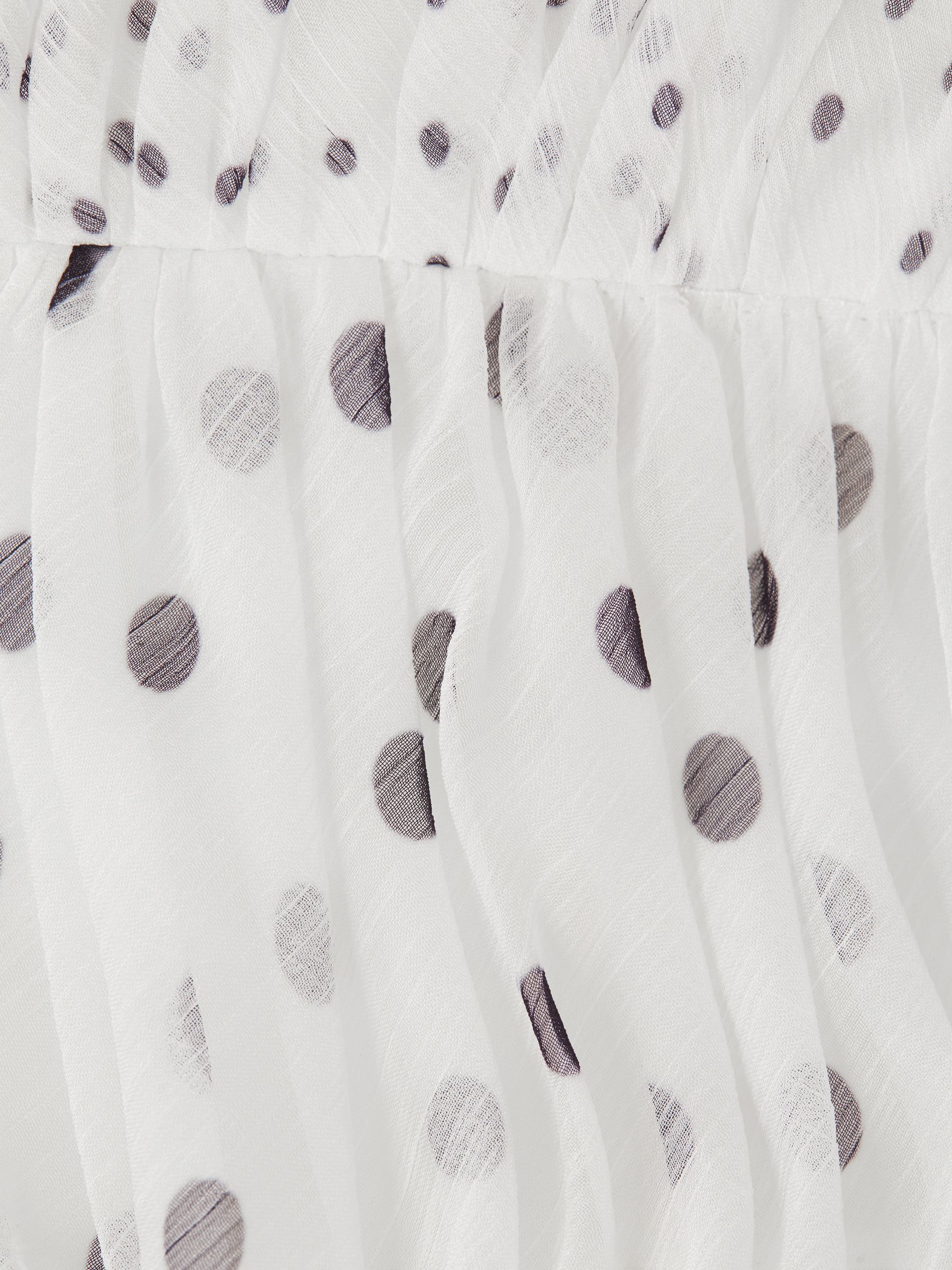 Halston Polka Dot Ruched Mini Dress in Chalk - Image 6 of 6