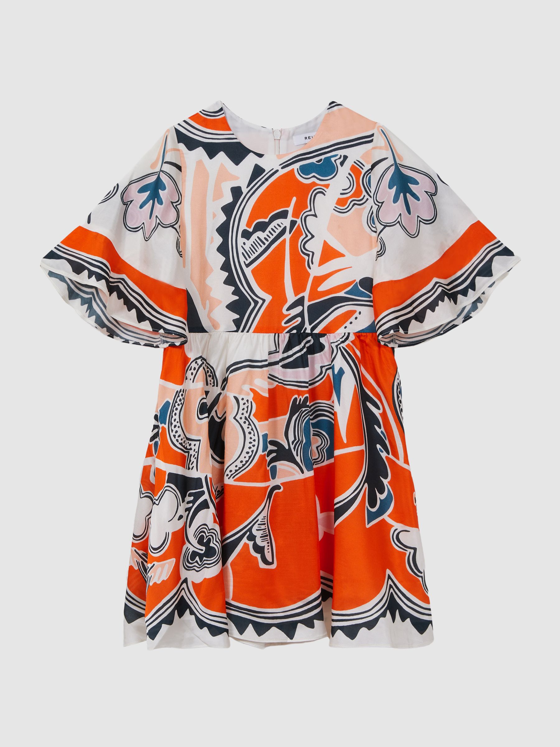 9-14 yrs Printed Floaty Dress in Coral - Image 2 of 5