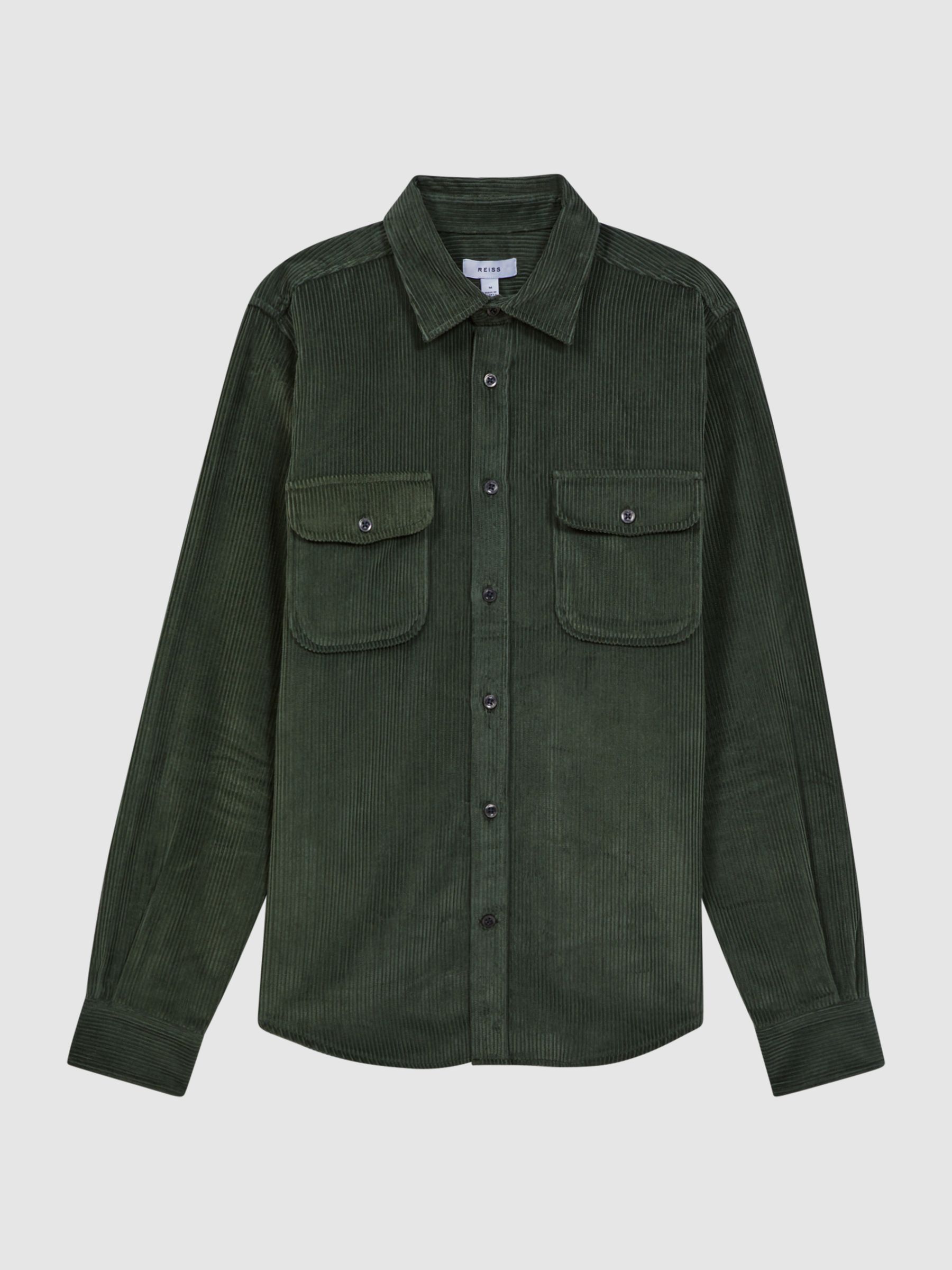 Bonucci Green Corduroy Twin Pocket Overshirt - Image 2 of 4