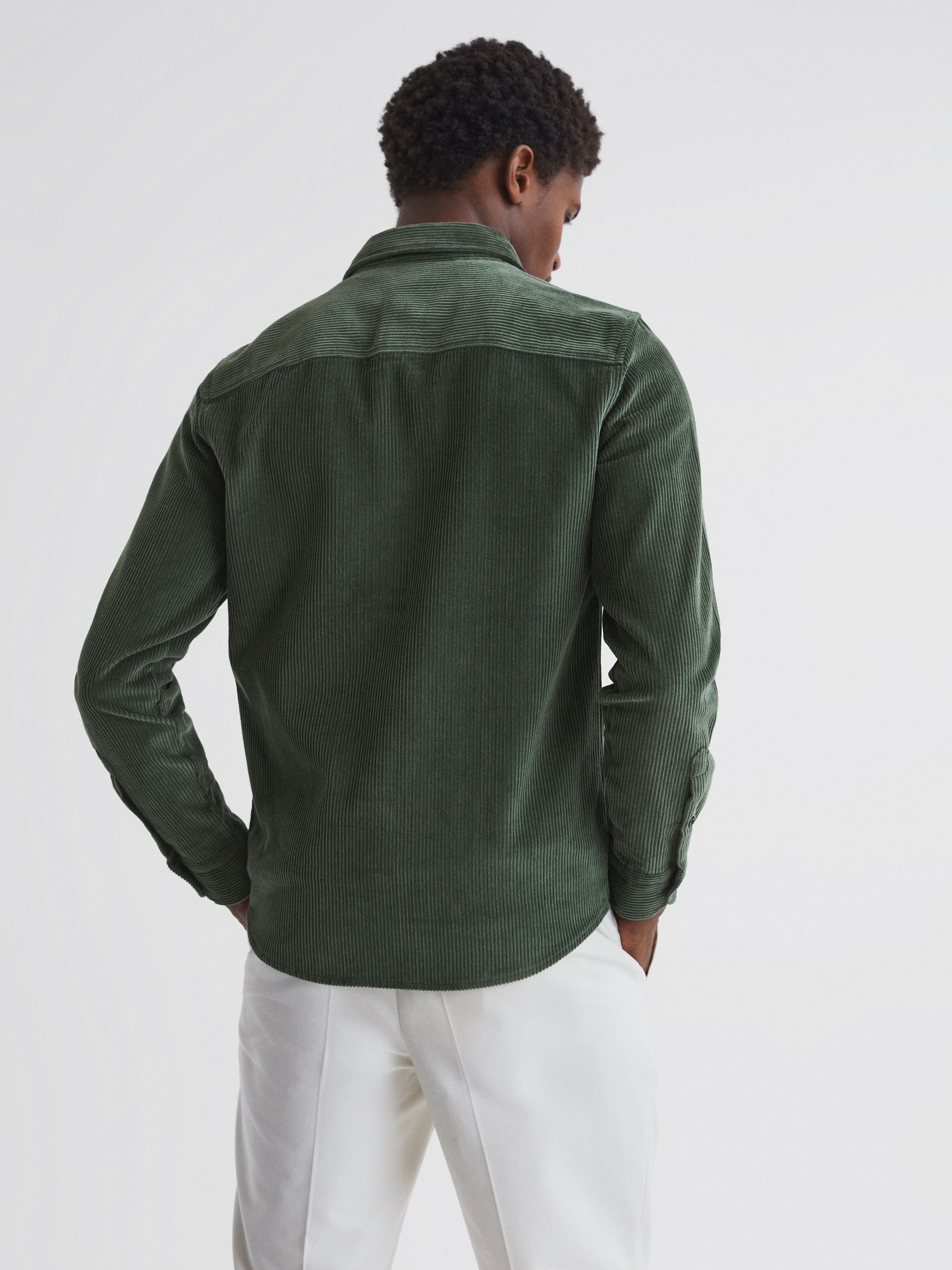 Bonucci Green Corduroy Twin Pocket Overshirt - Image 4 of 4