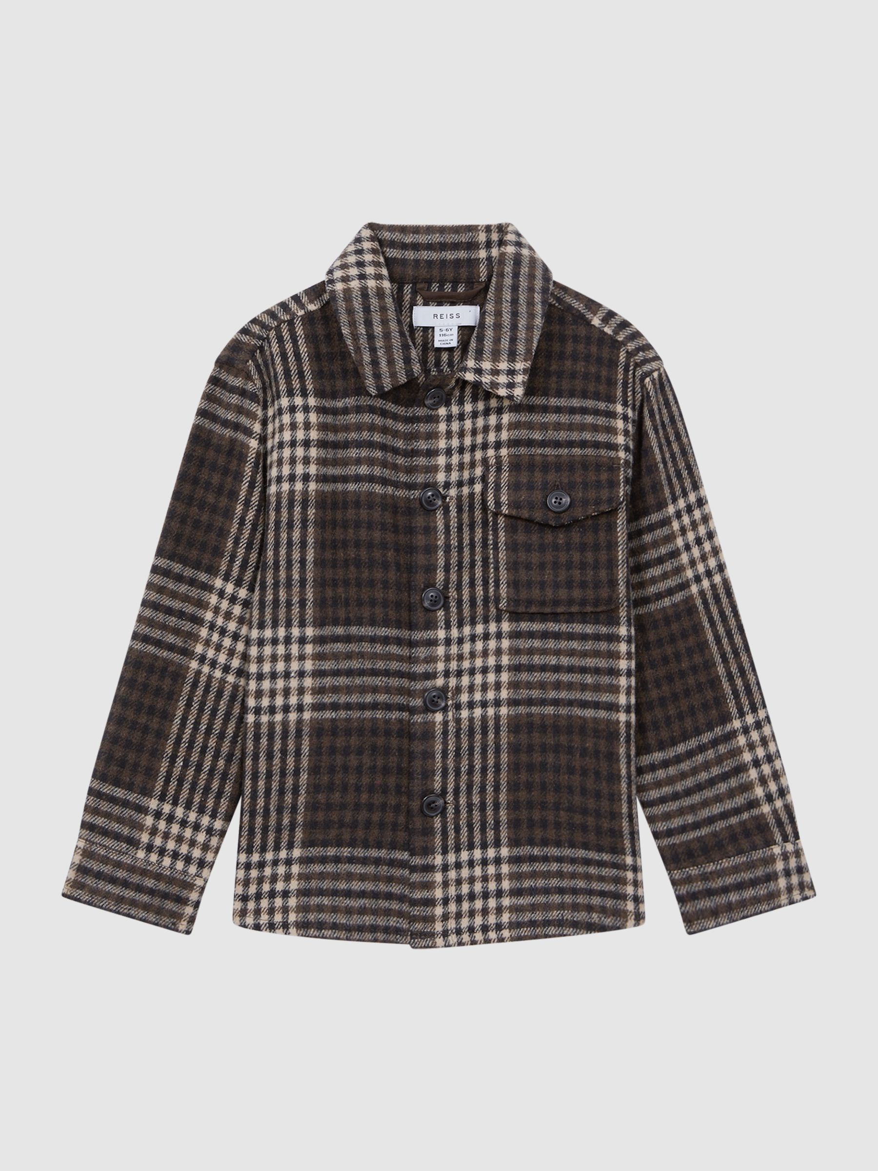 Junior Brushed Checked Overshirt in Oatmeal - Image 2 of 5