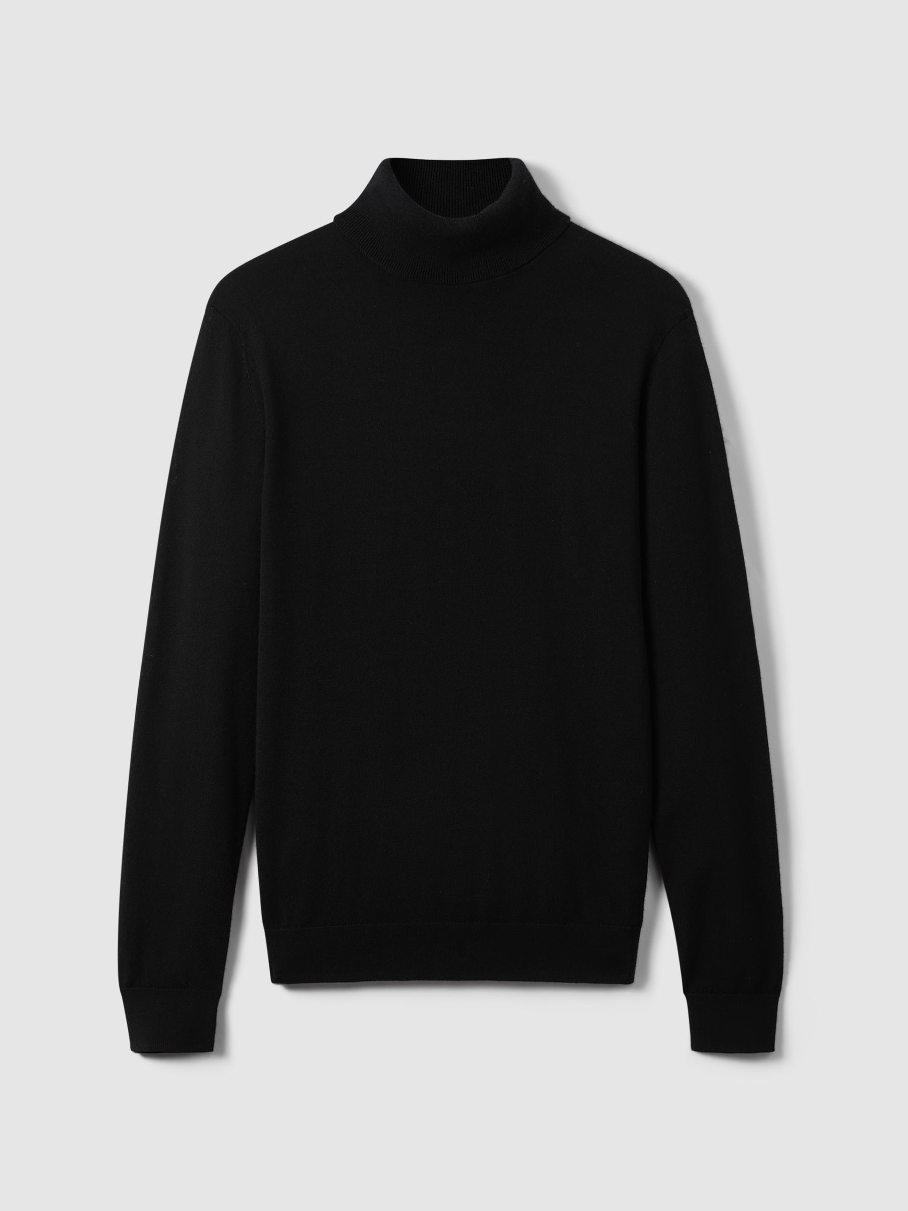 Merino Roll-Neck Jumper in Black - Image 3 of 7