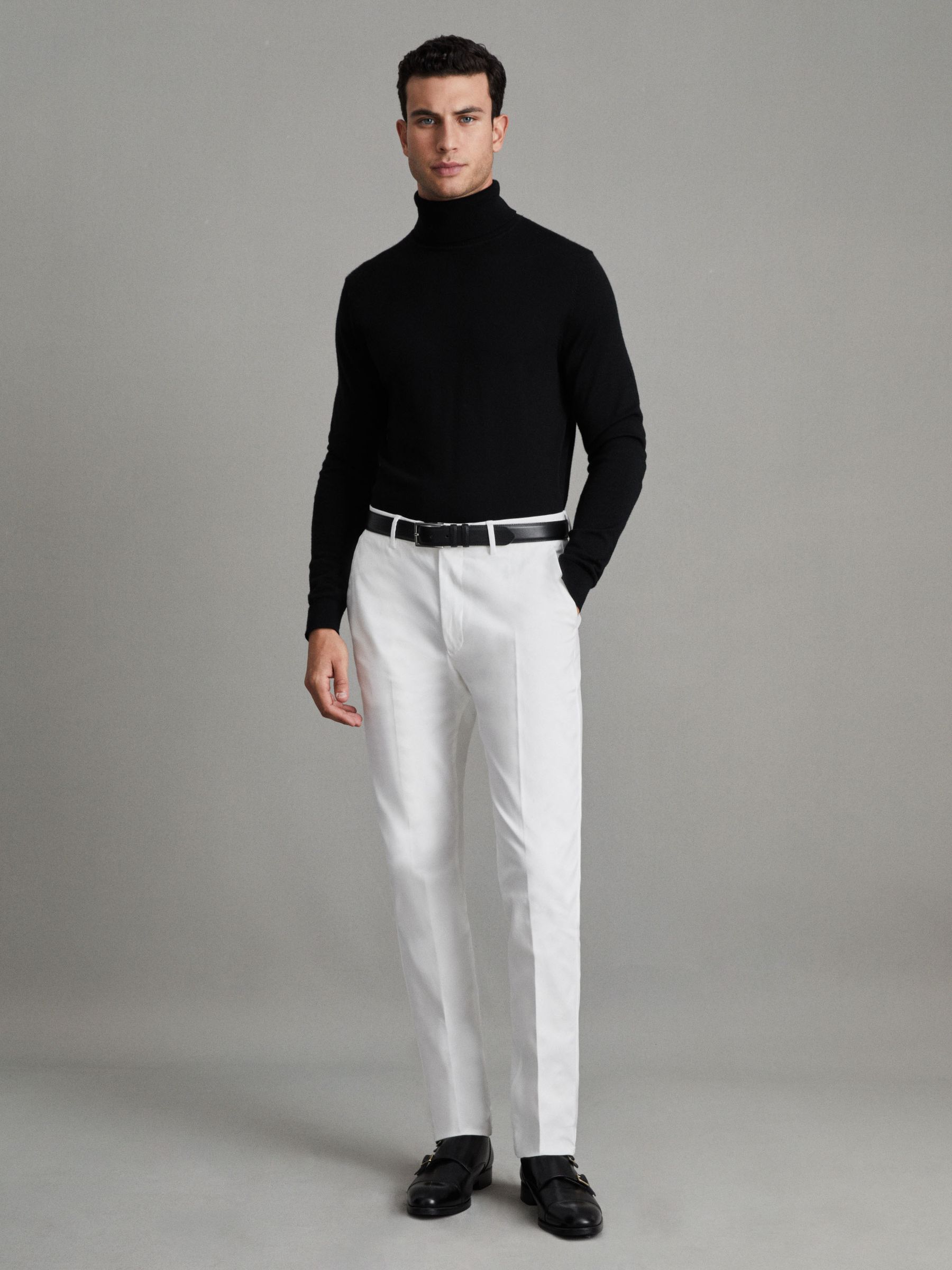 Merino Roll-Neck Jumper in Black - Image 4 of 7