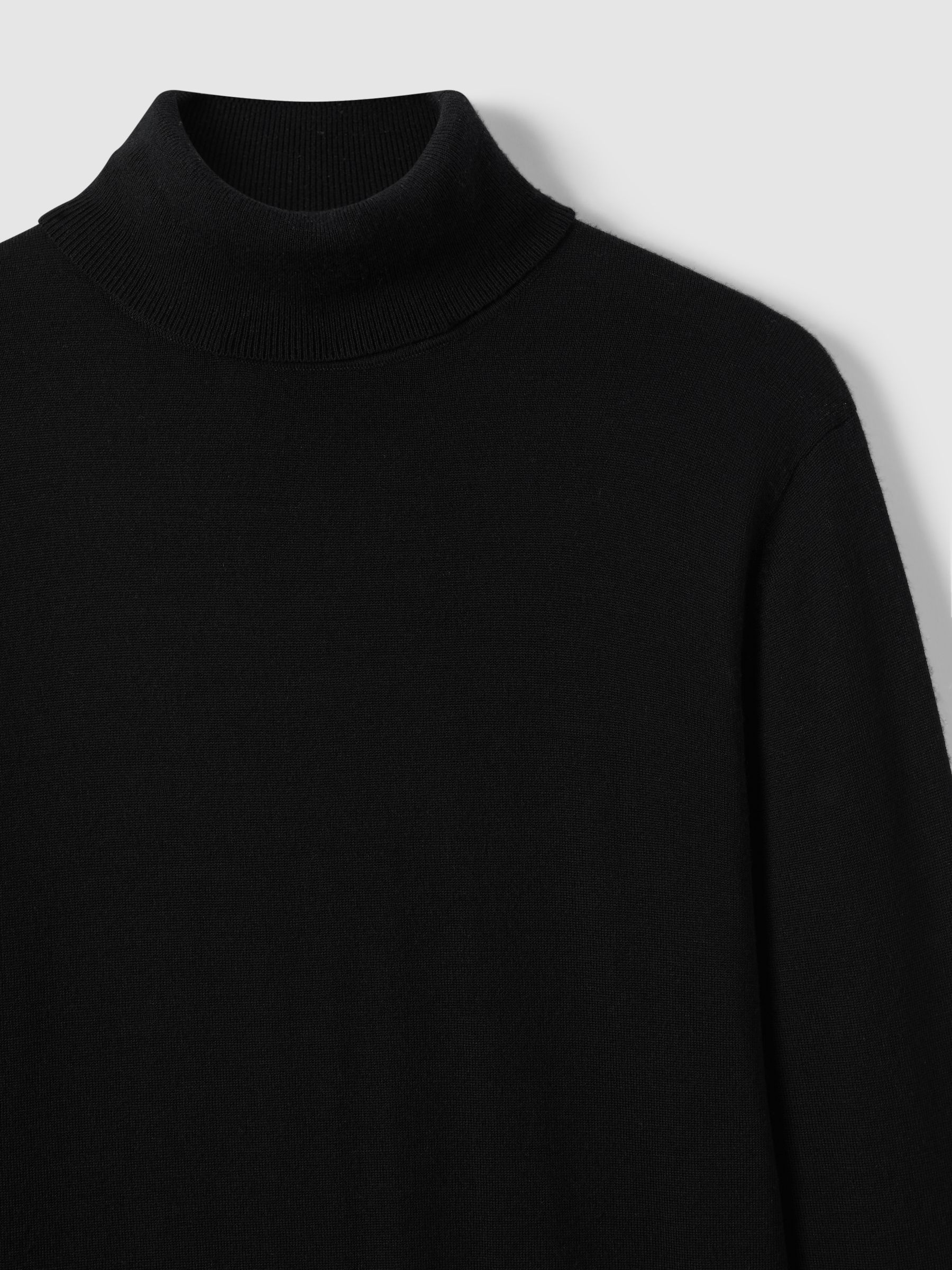 Merino Roll-Neck Jumper in Black - Image 6 of 7