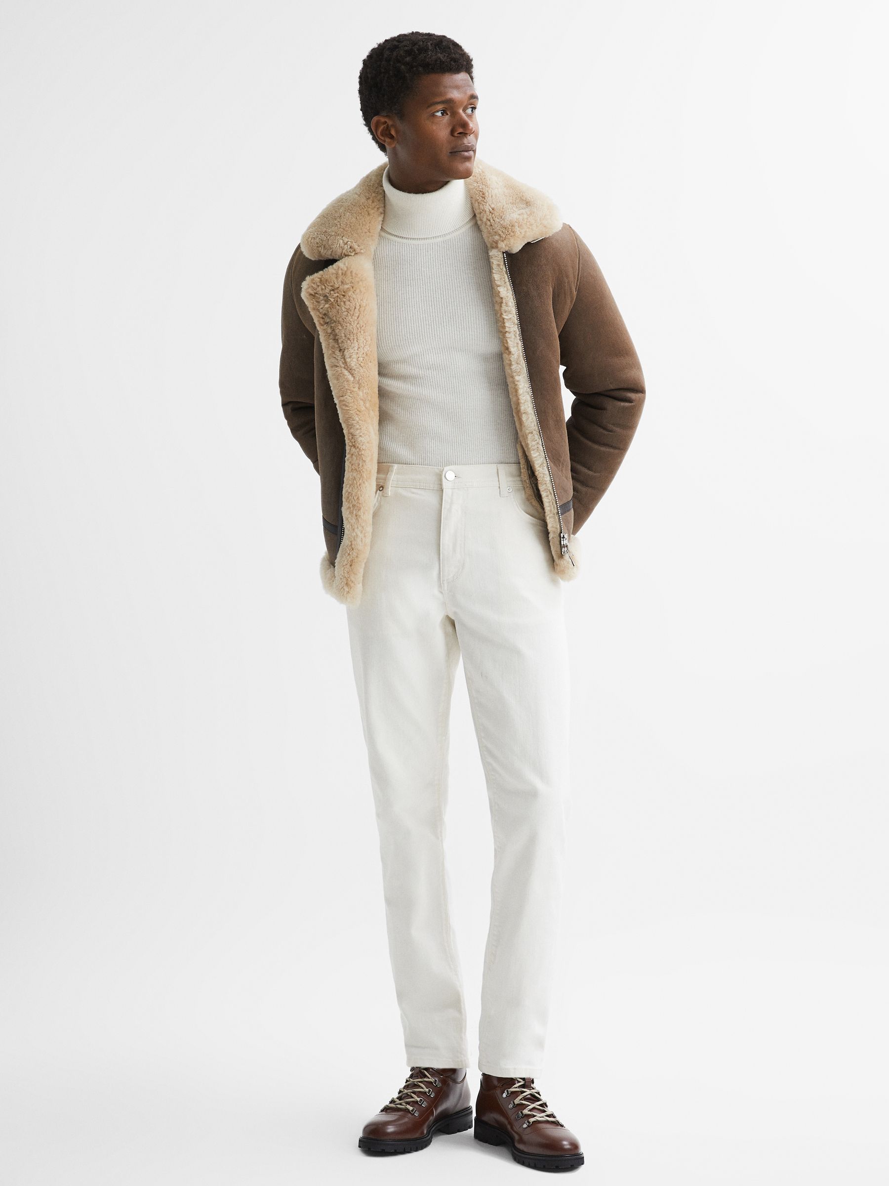 Shearling Double Buckle Jacket in Brown - Image 3 of 8