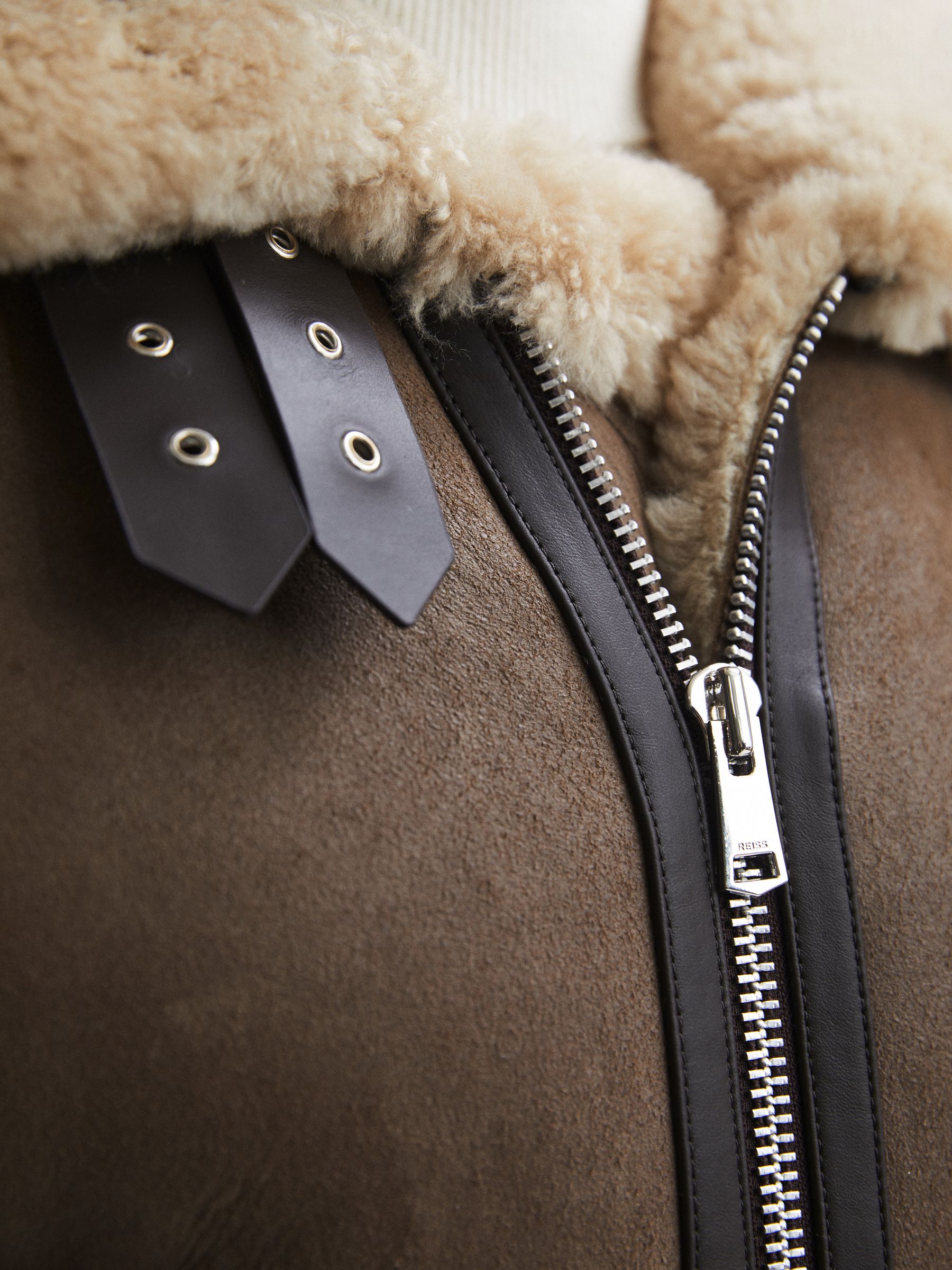 Shearling Double Buckle Jacket in Brown - Image 5 of 8