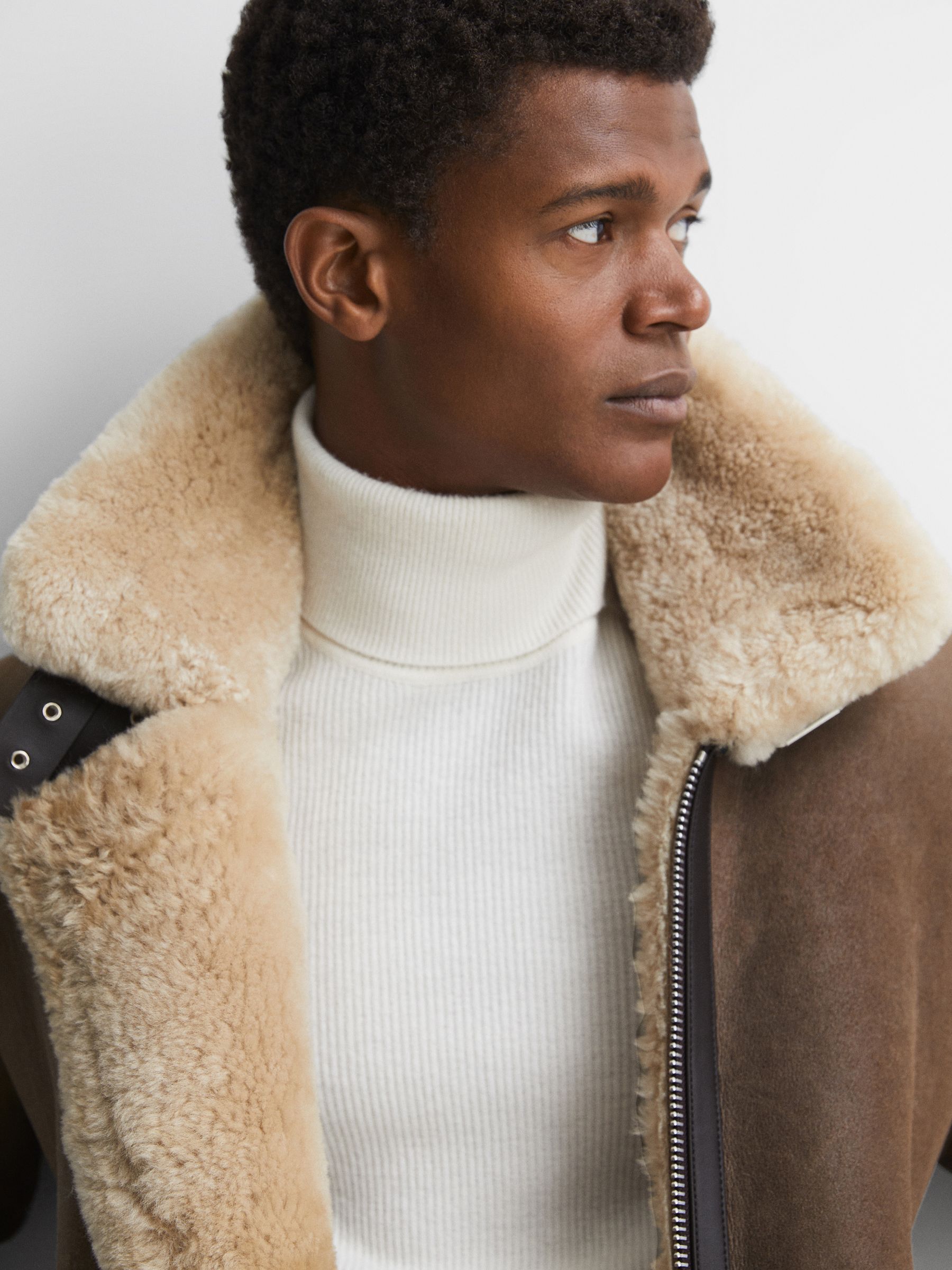Shearling Double Buckle Jacket in Brown - Image 8 of 8
