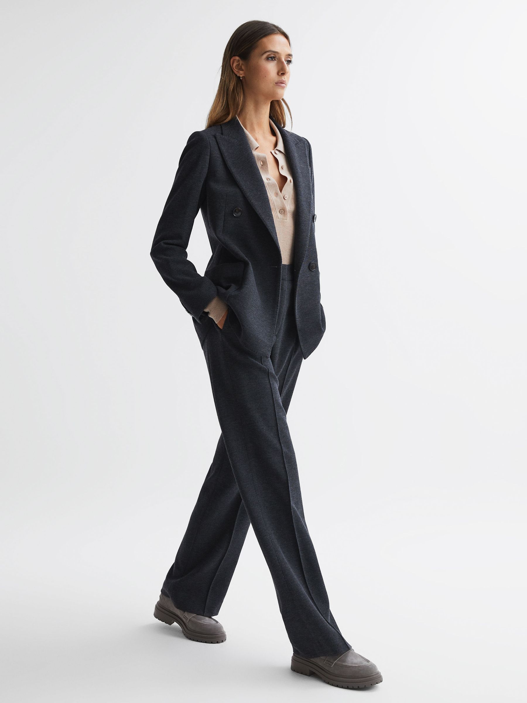 Leather Chunky Cleated Loafers in Grey - Image 2 of 5 Leather Chunky Cleated Loafers in Grey - Image 2 of 5