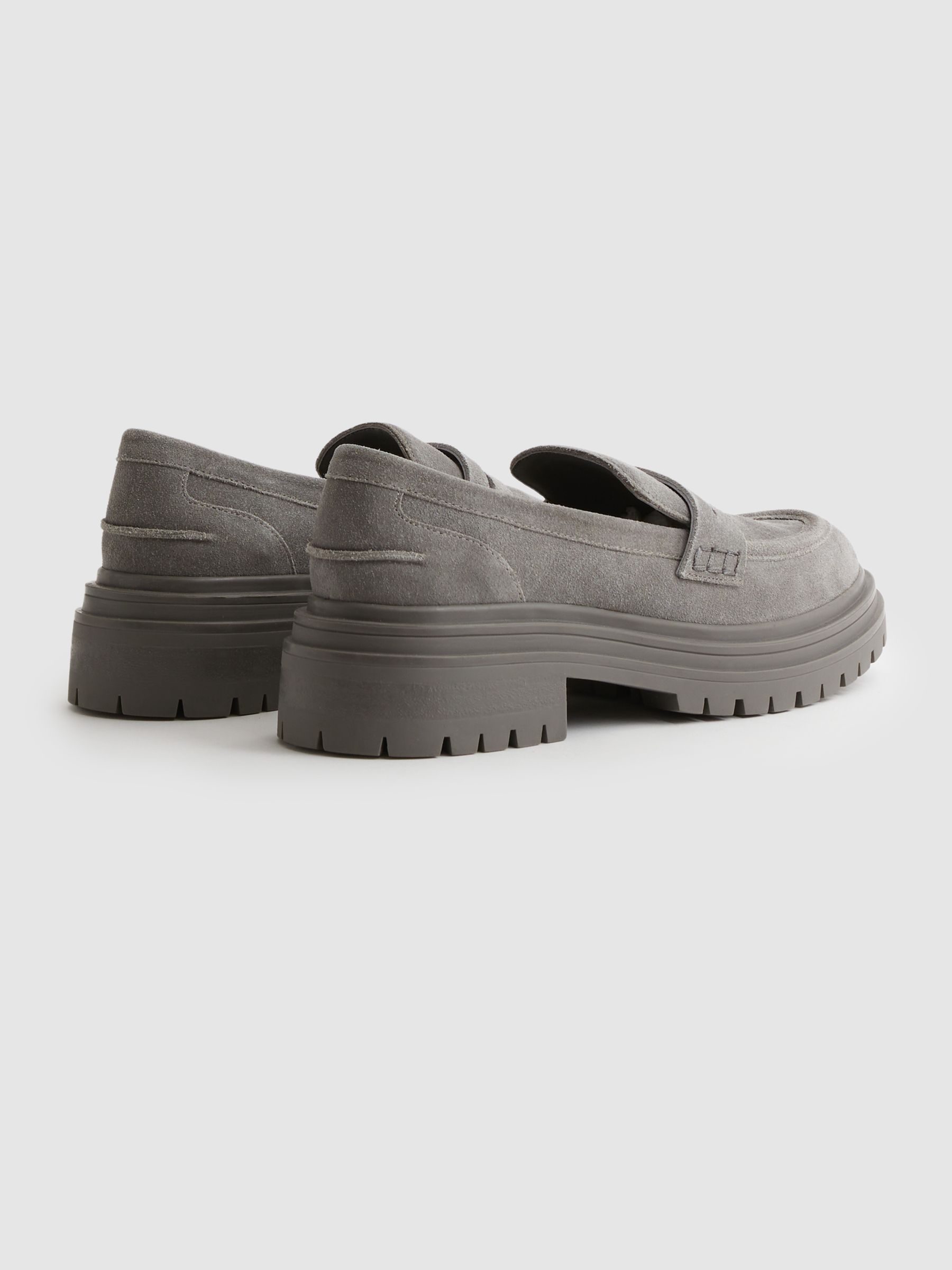 Leather Chunky Cleated Loafers in Grey - Image 4 of 5
