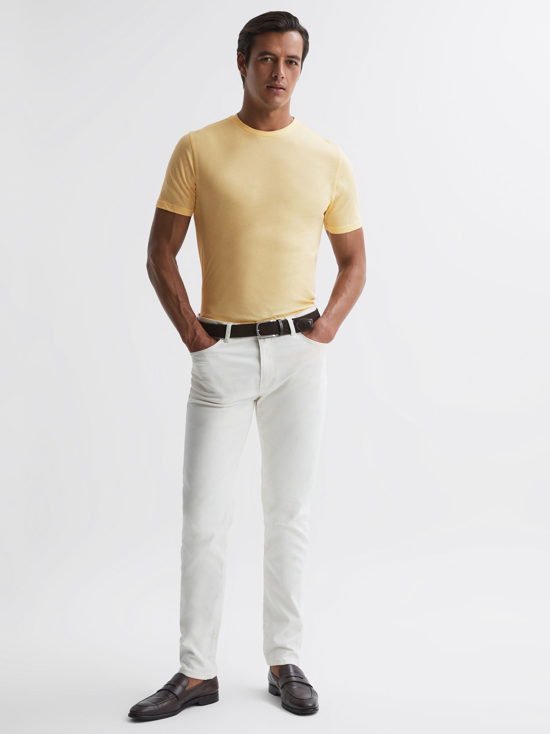 Cotton Crew Neck T-Shirt in Lemon - Image 3 of 6