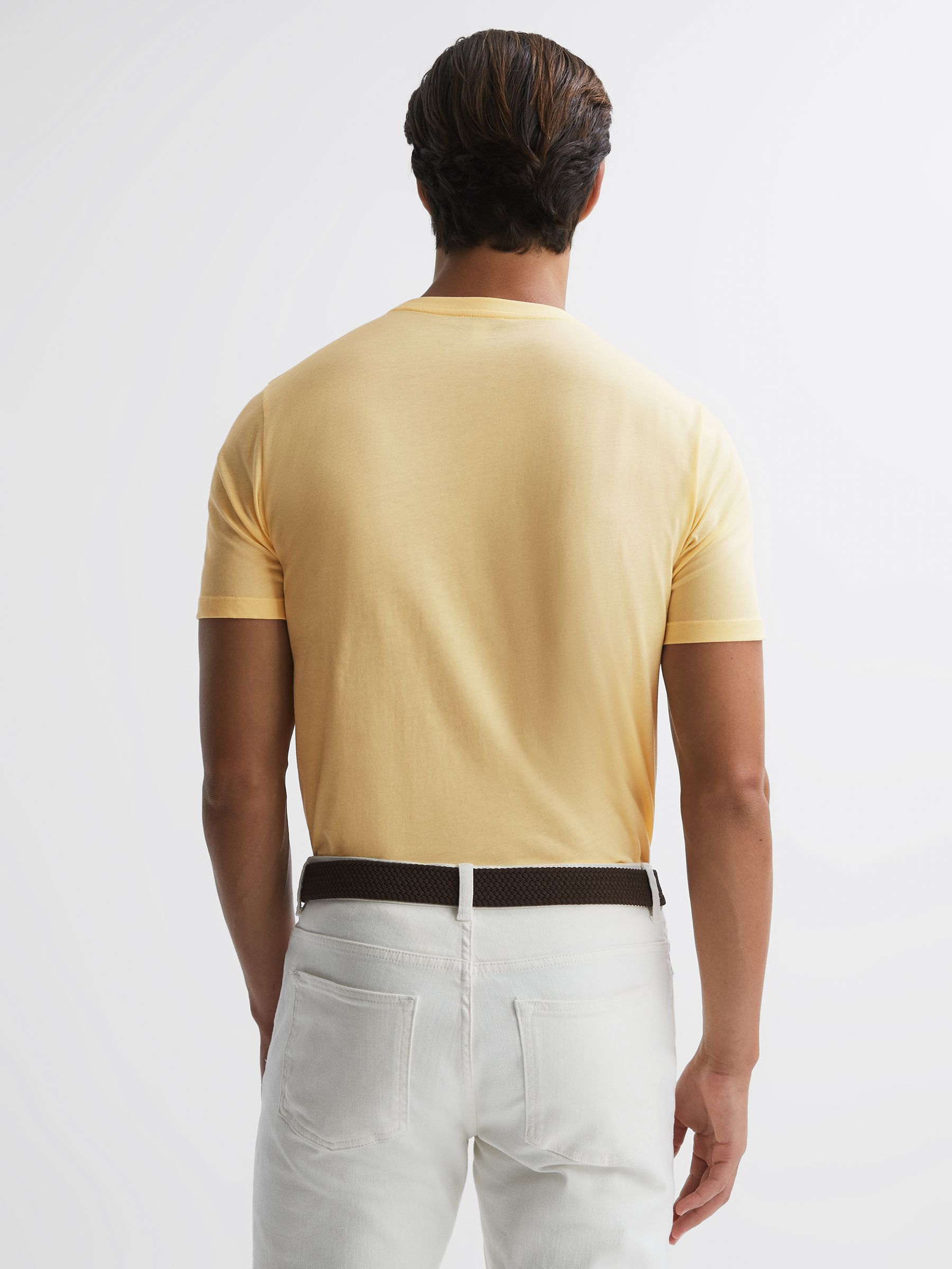 Cotton Crew Neck T-Shirt in Lemon - Image 4 of 6