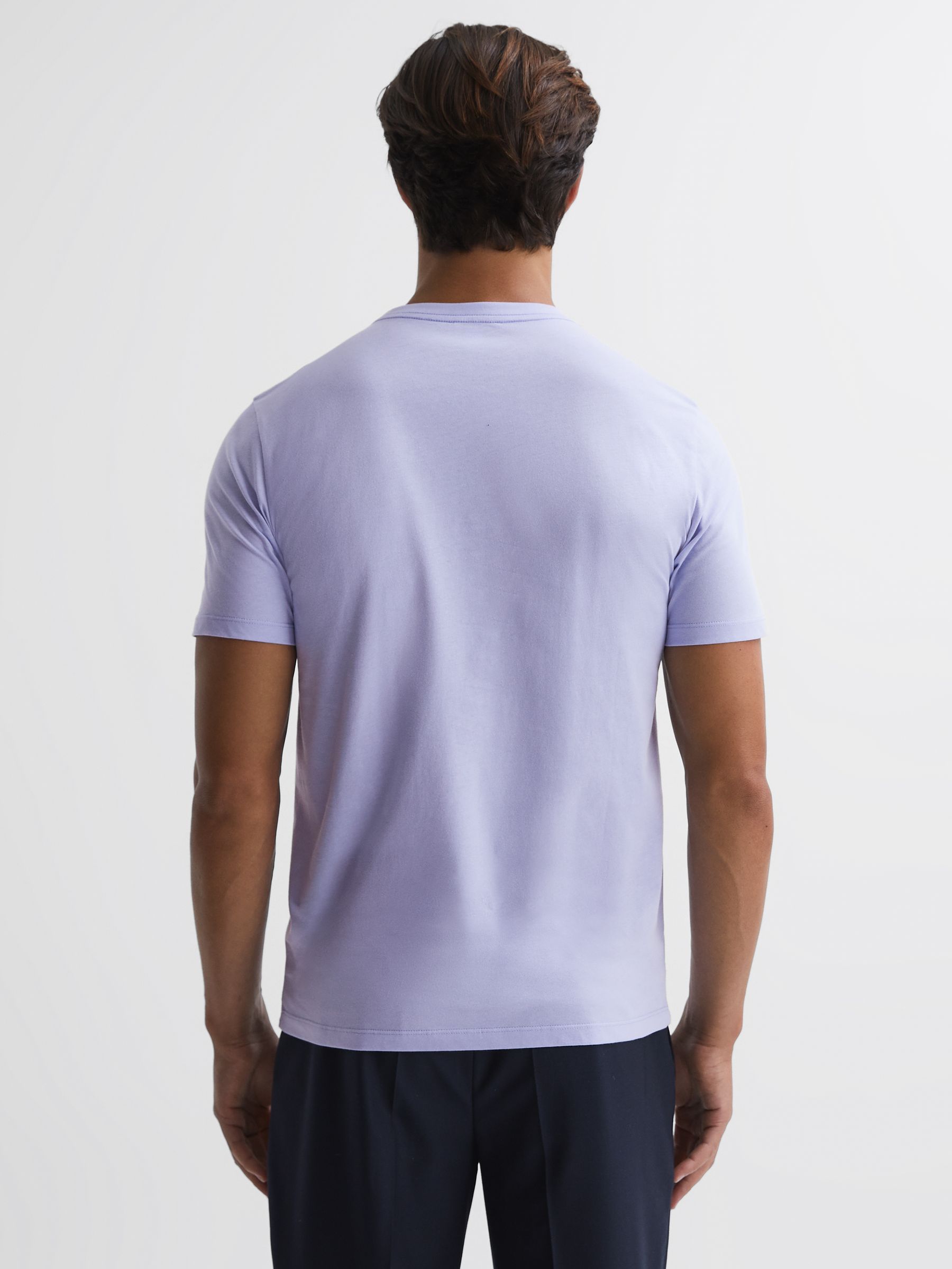 Cotton Crew Neck T-Shirt in Lilac - Image 5 of 6
