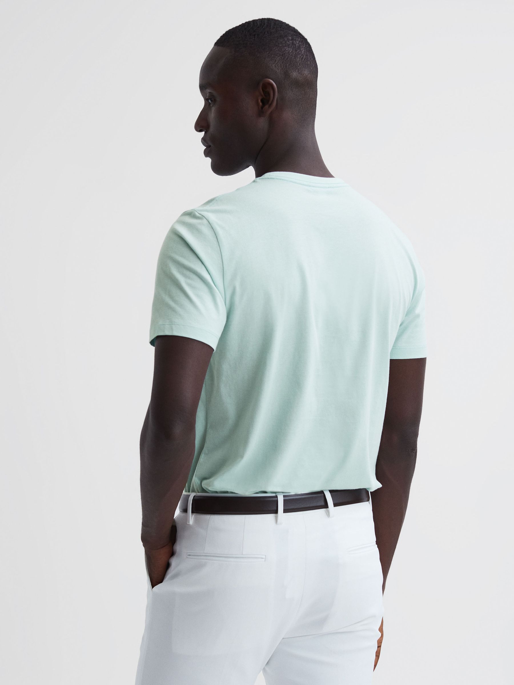 Cotton Crew Neck T-Shirt in Mint - Image 5 of 6