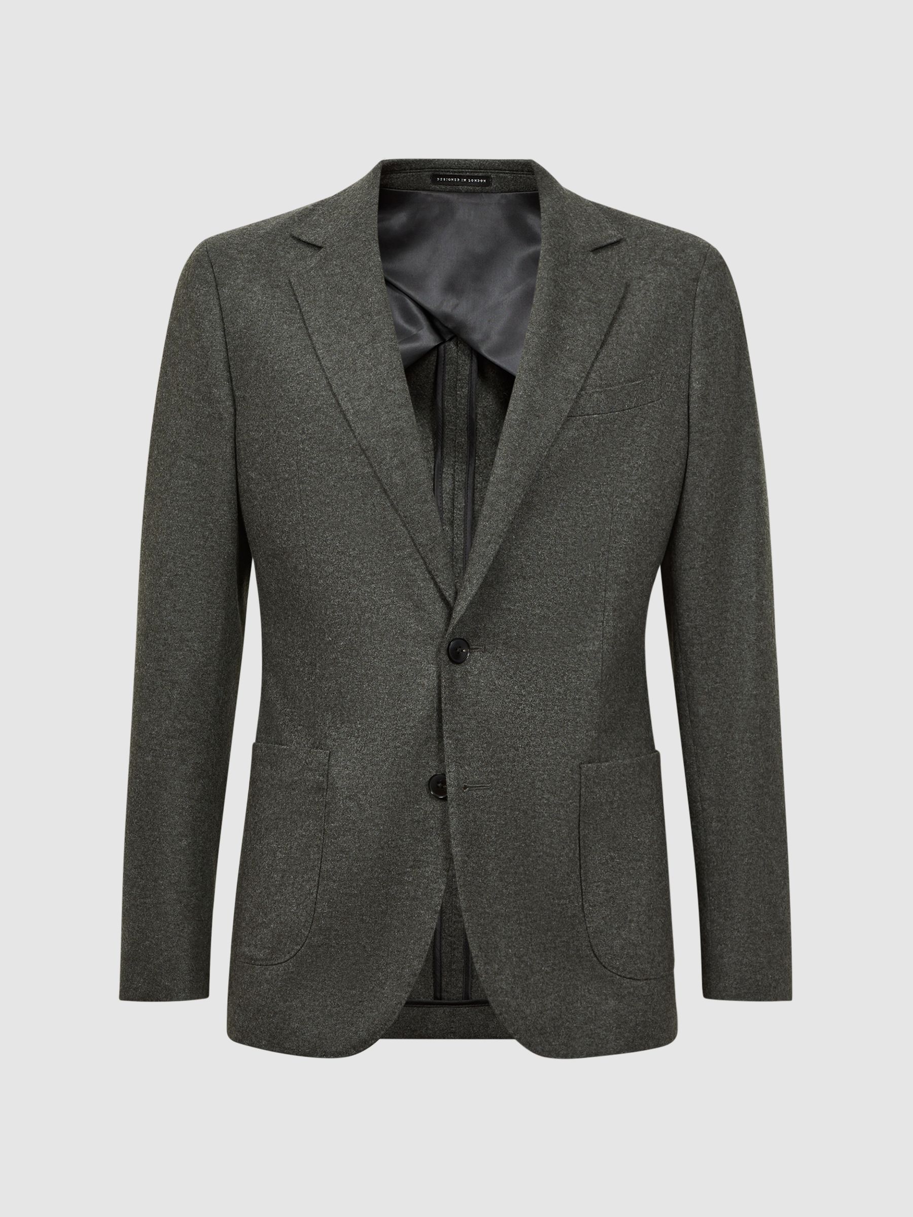 Slim Fit Single Breasted Wool Blazer in Forest Green - Image 2 of 6 Slim Fit Single Breasted Wool Blazer in Forest Green - Image 2 of 6