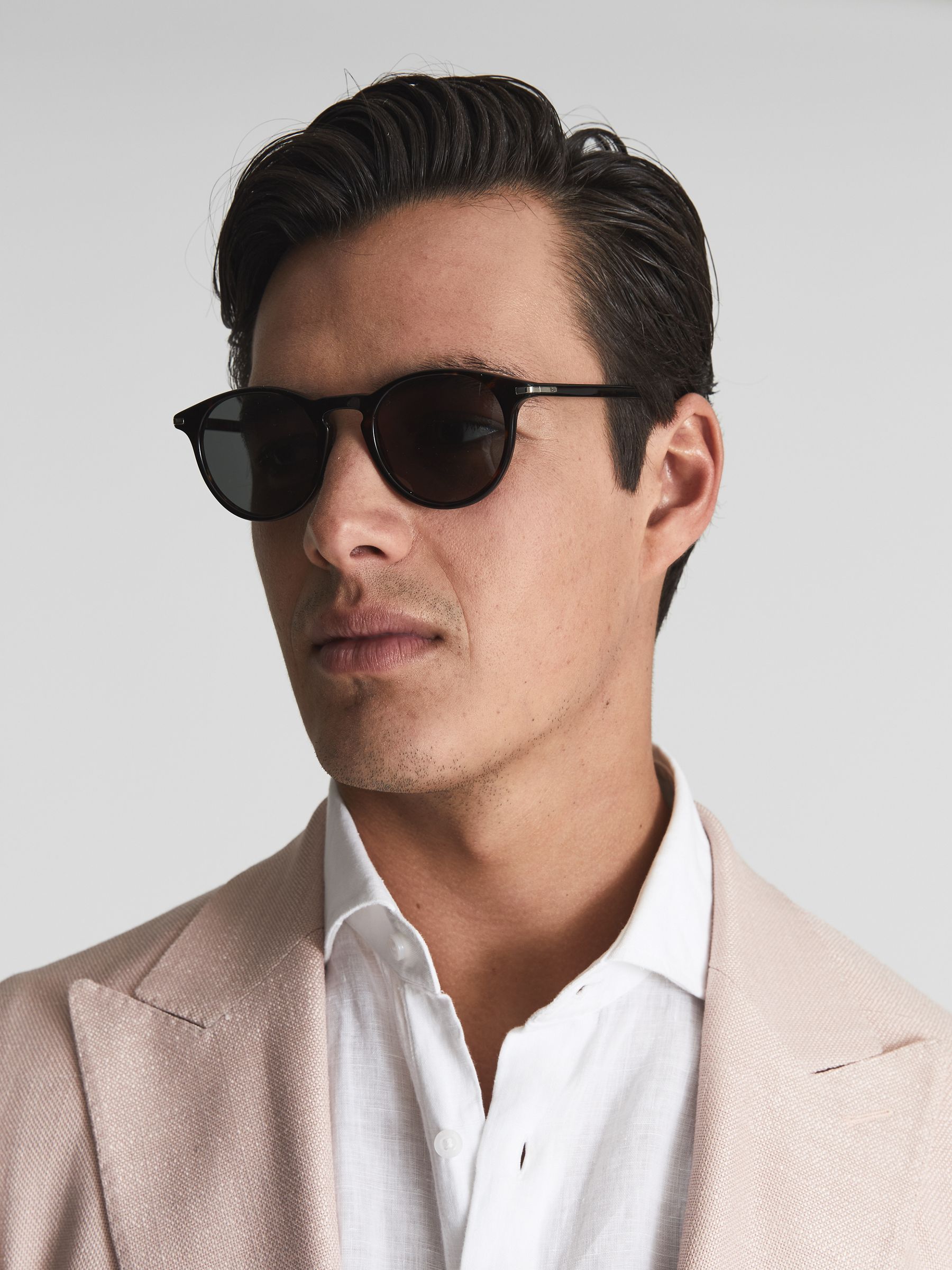 Paige Round Acetate Frame Sunglasses in Brown - Image 2 of 6