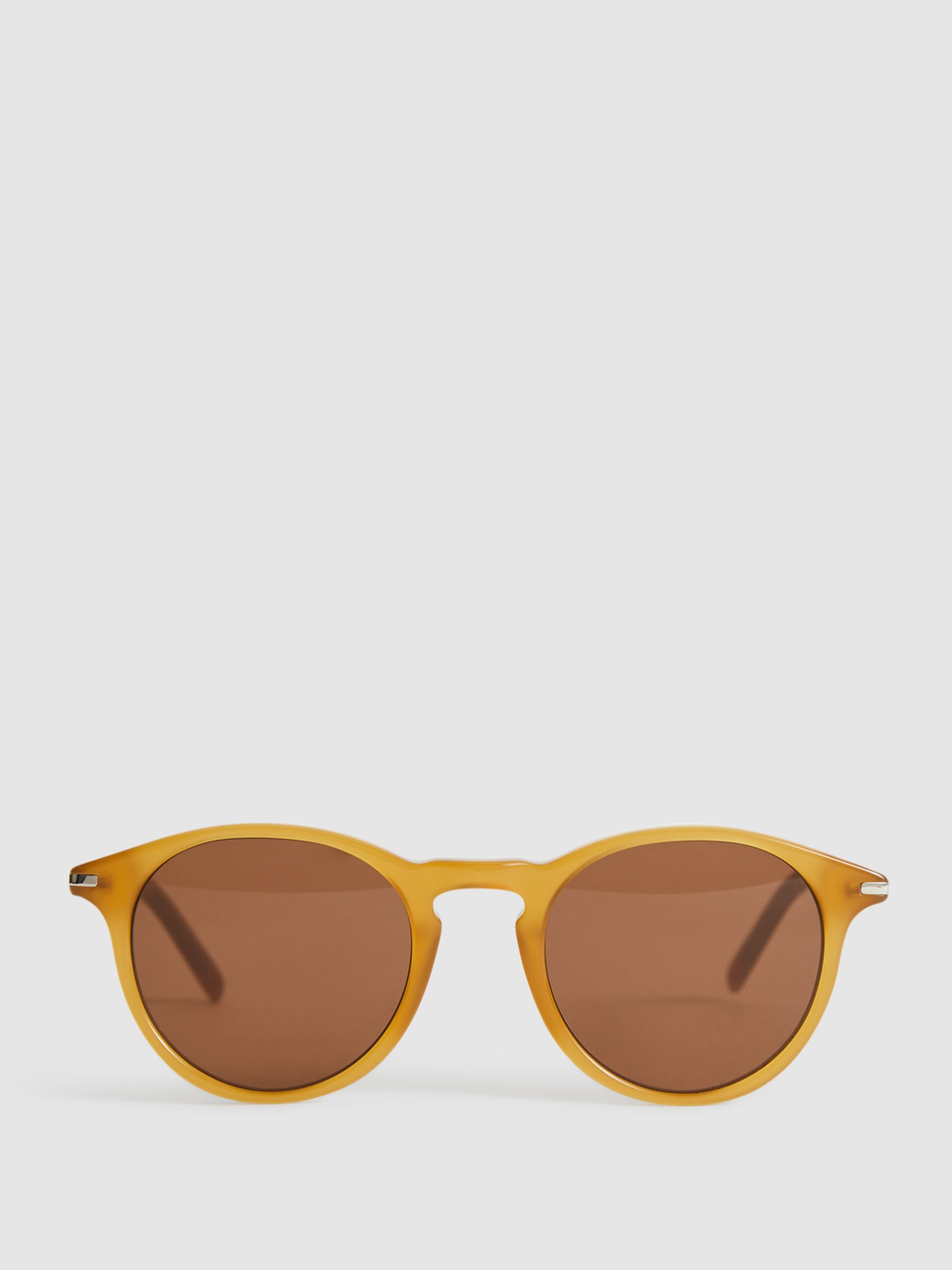 Paige Round Acetate Frame Sunglasses in Caramel - Image 1 of 6