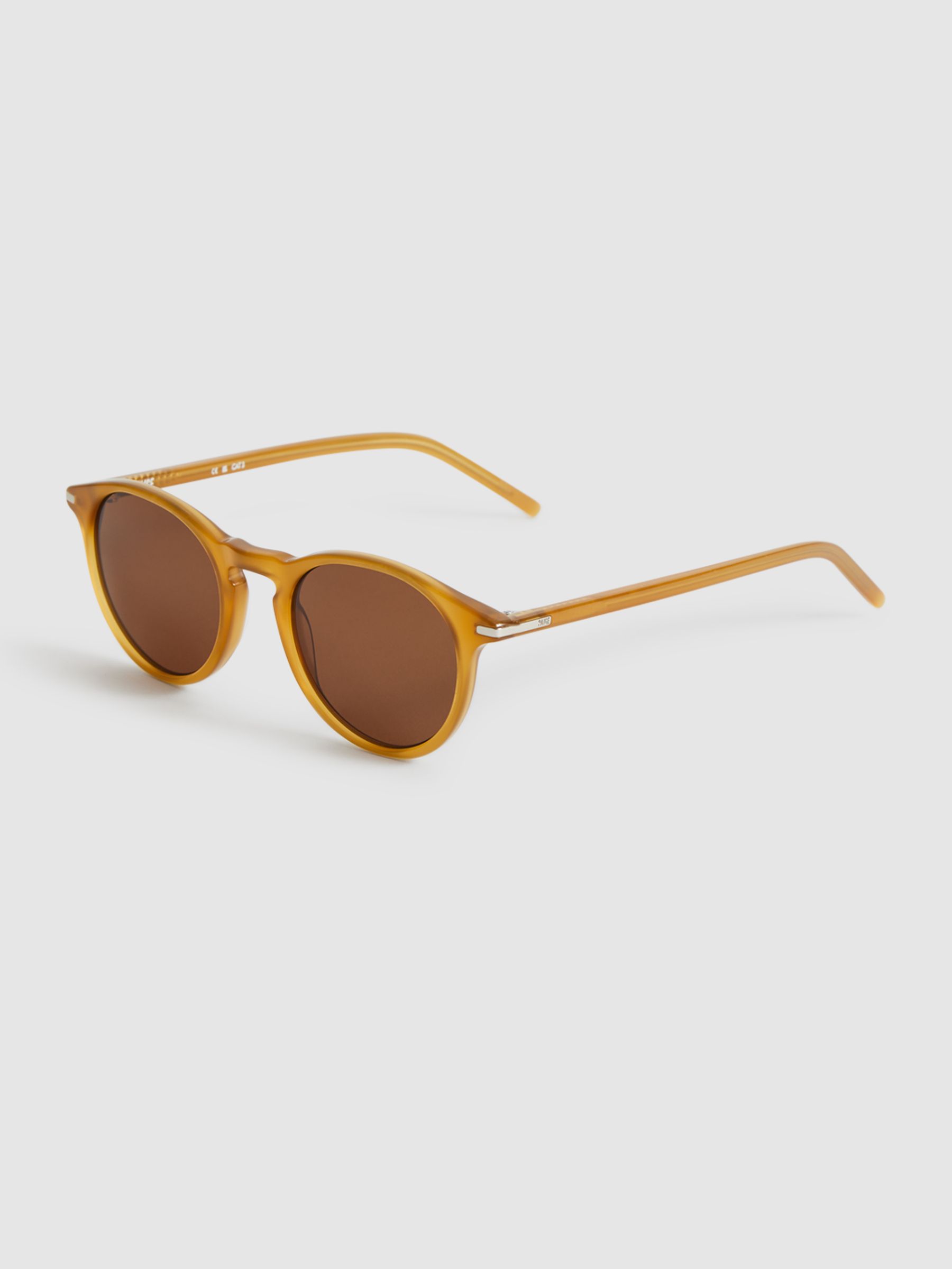 Paige Round Acetate Frame Sunglasses in Caramel - Image 4 of 6