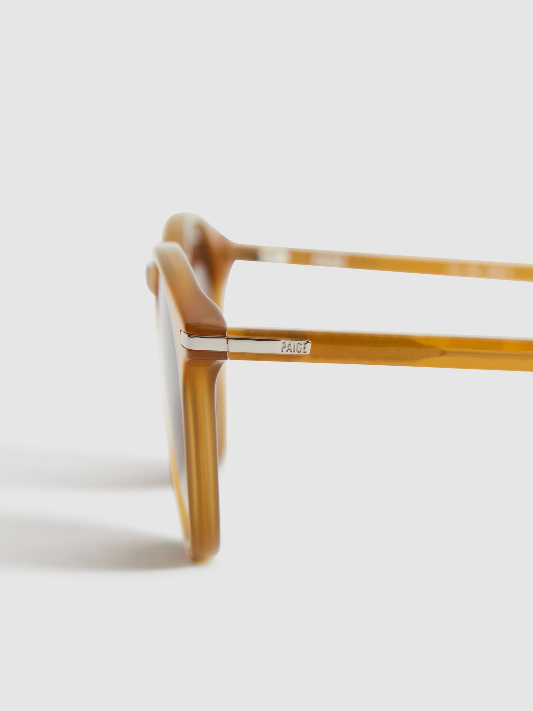 Paige Round Acetate Frame Sunglasses in Caramel - Image 5 of 6
