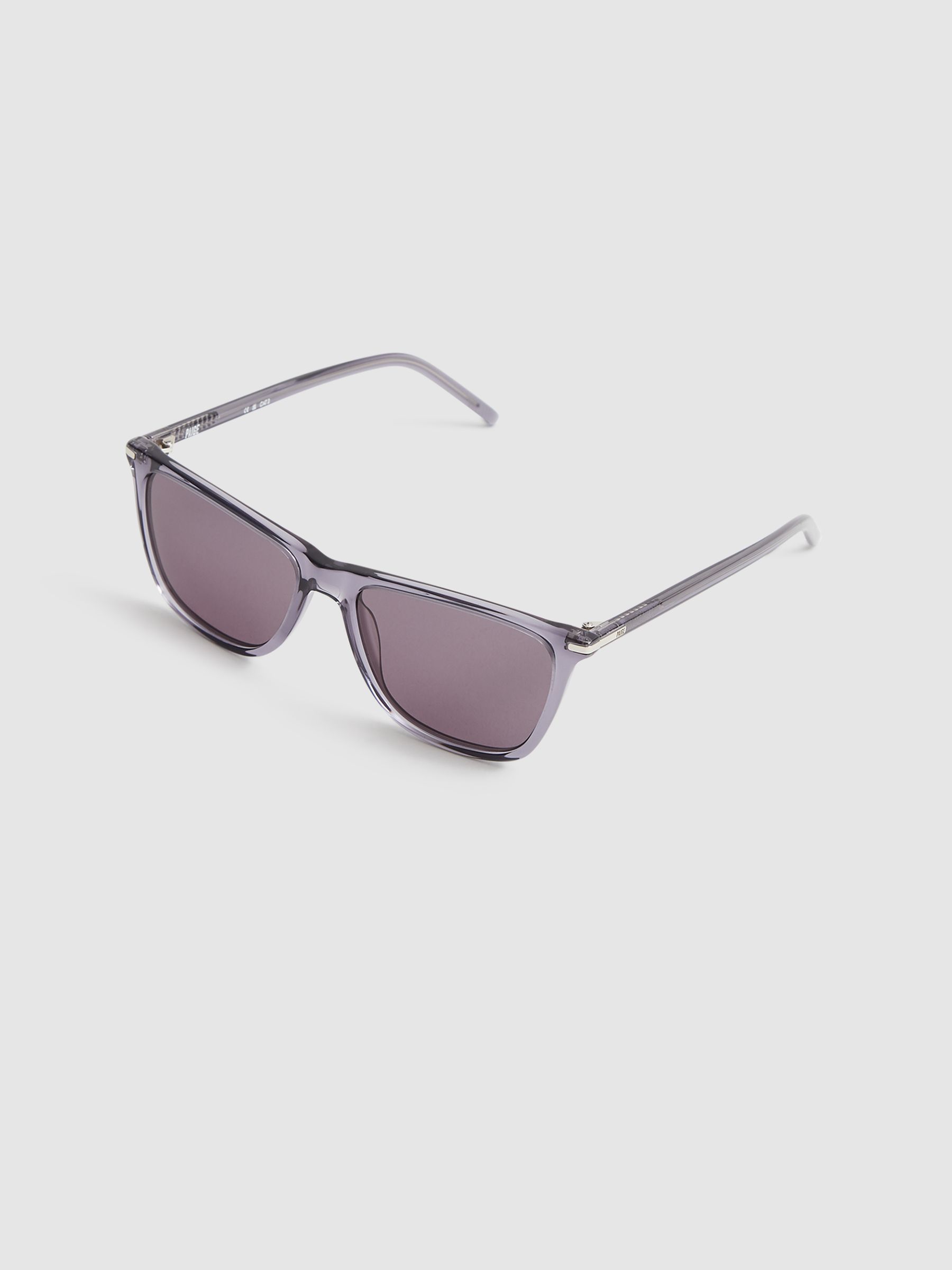 Paige Square Acetate Frame Sunglasses in Pale Grey - Image 4 of 6