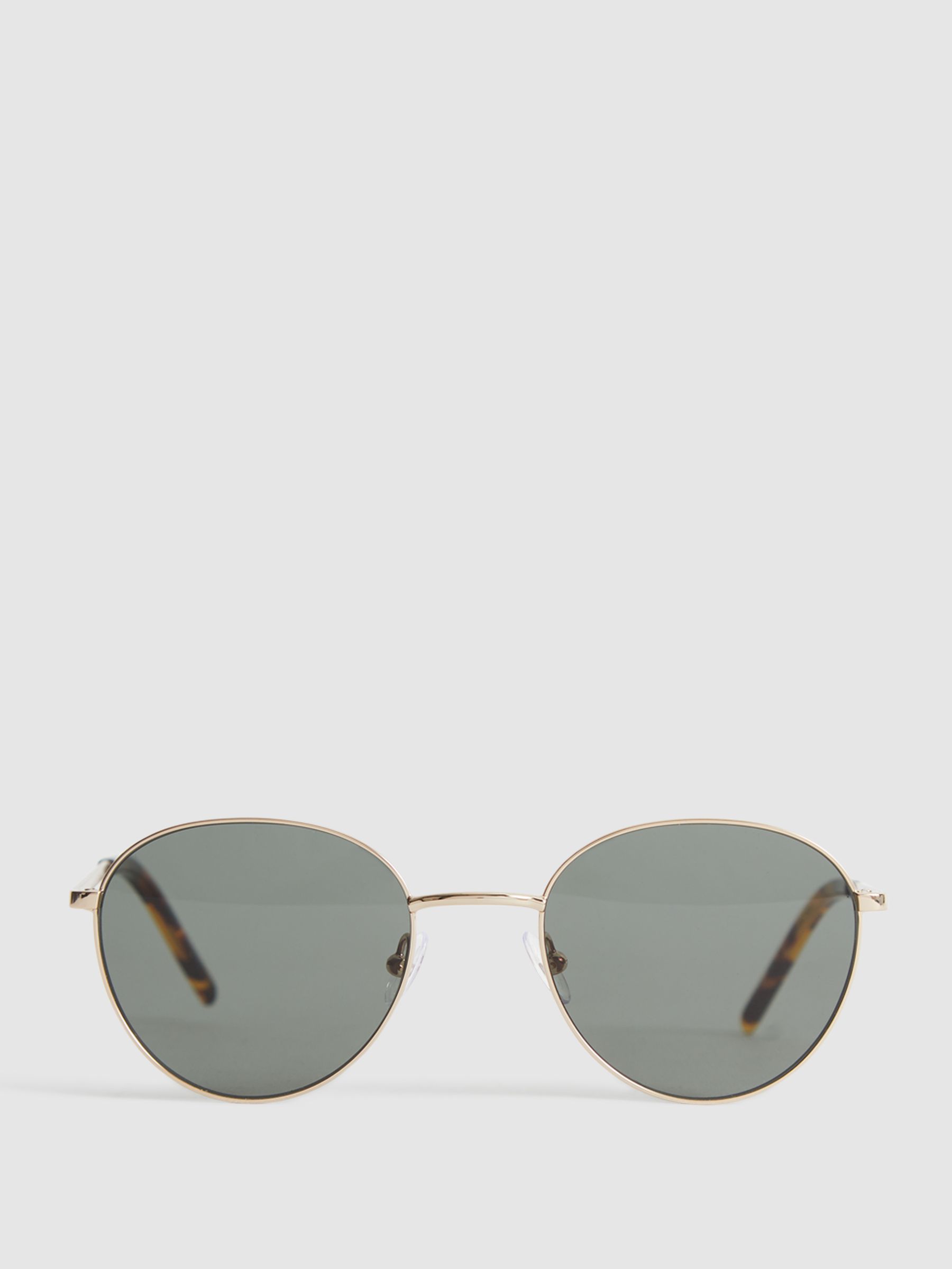 Paige Round Metal Frame Sunglasses in Gold - Image 1 of 7