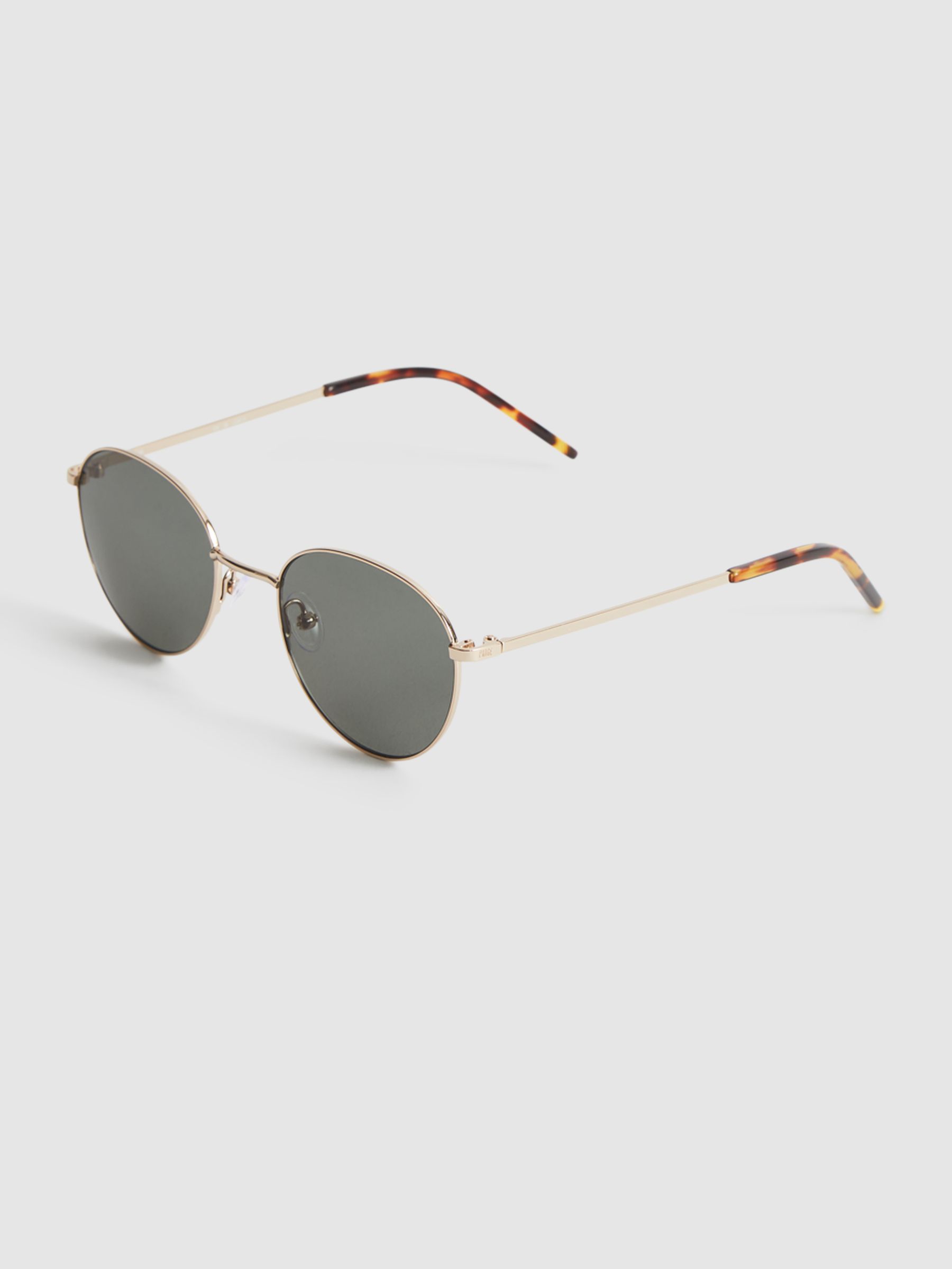 Paige Round Metal Frame Sunglasses in Gold - Image 4 of 7