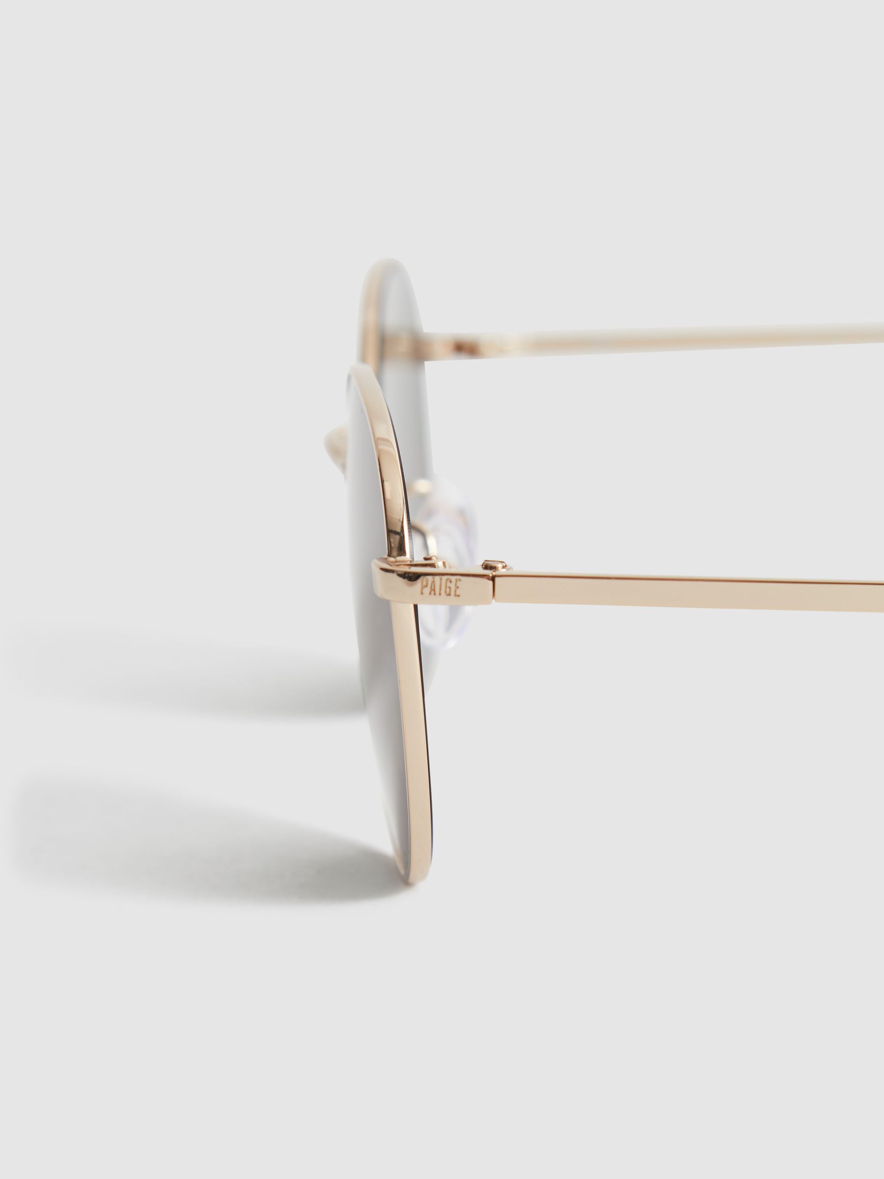 Paige Round Metal Frame Sunglasses in Gold - Image 5 of 7