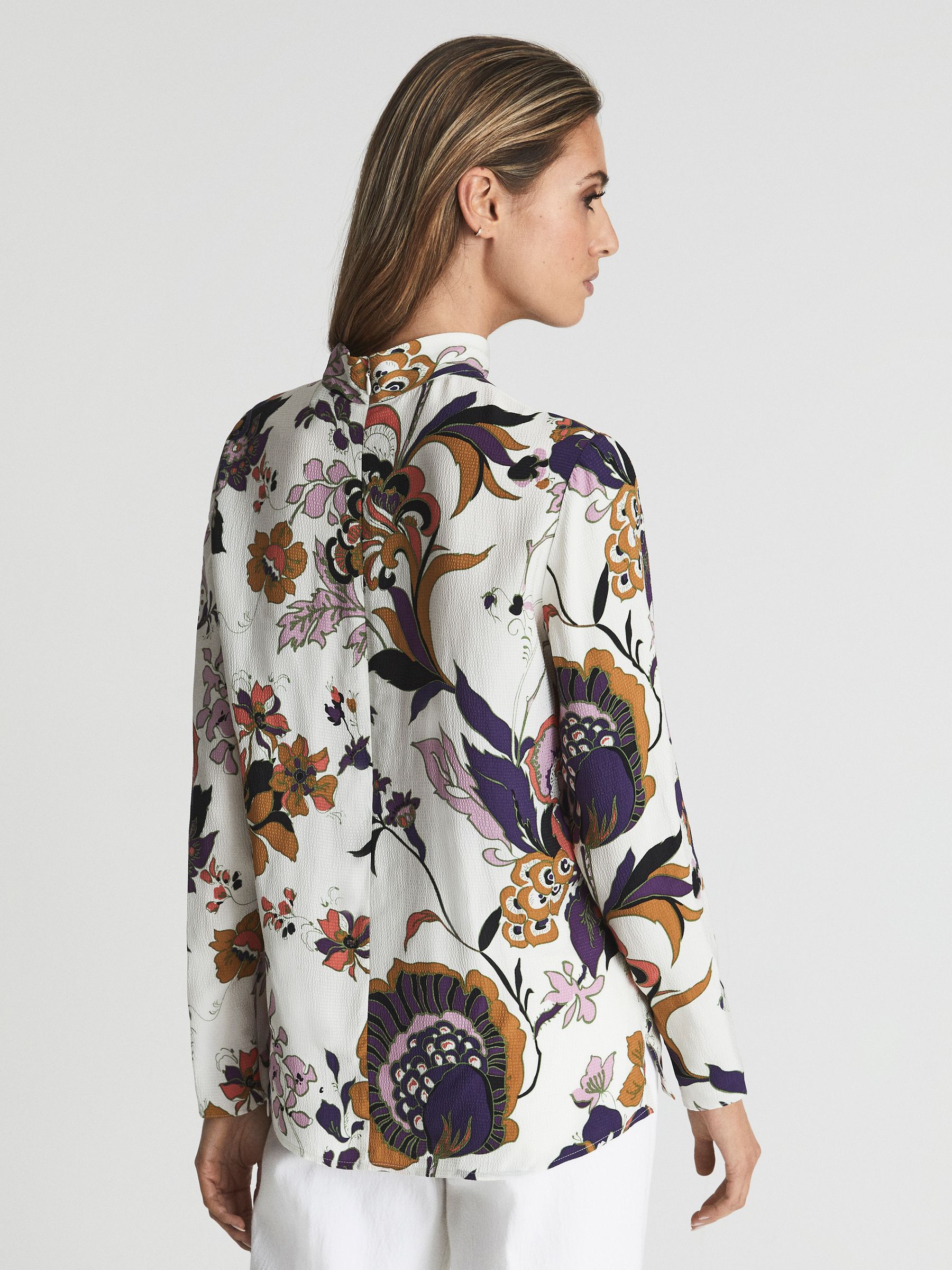 Retro Print Blouse in Cream - Image 5 of 6