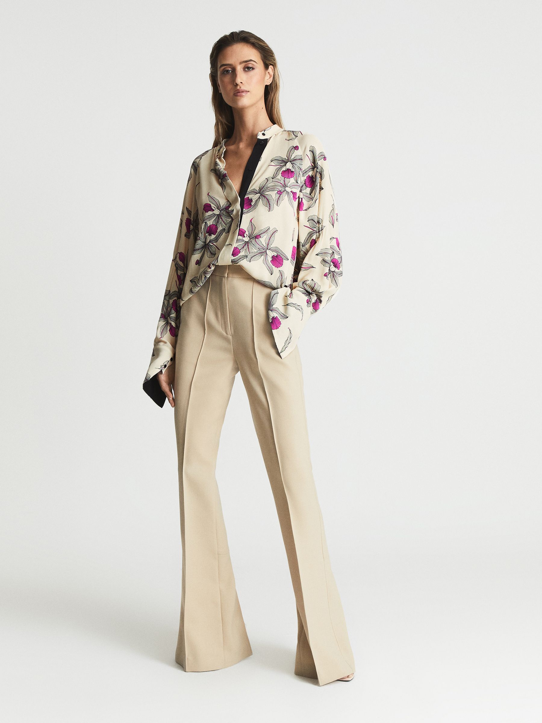 Orchid Print Blouse in Neutral/Pink - Image 3 of 6