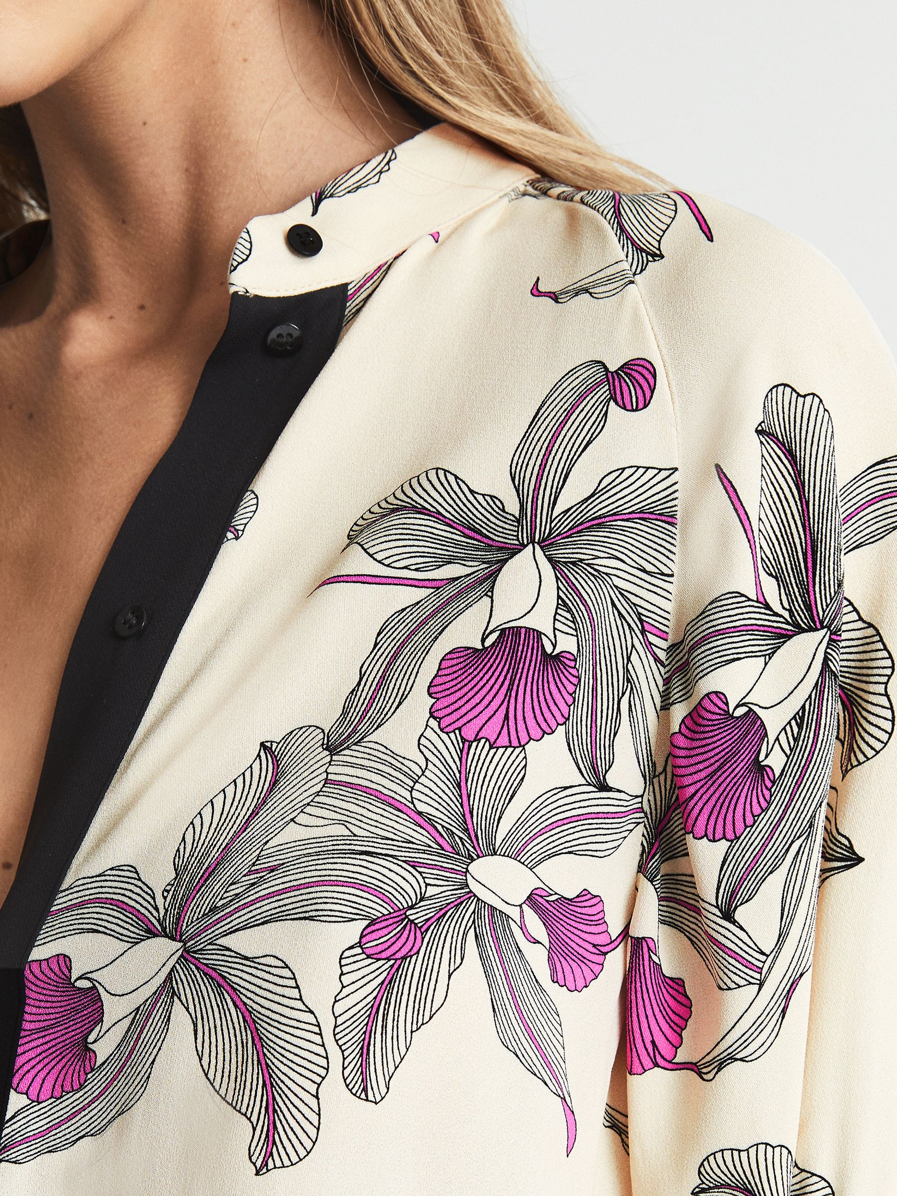 Orchid Print Blouse in Neutral/Pink - Image 4 of 6
