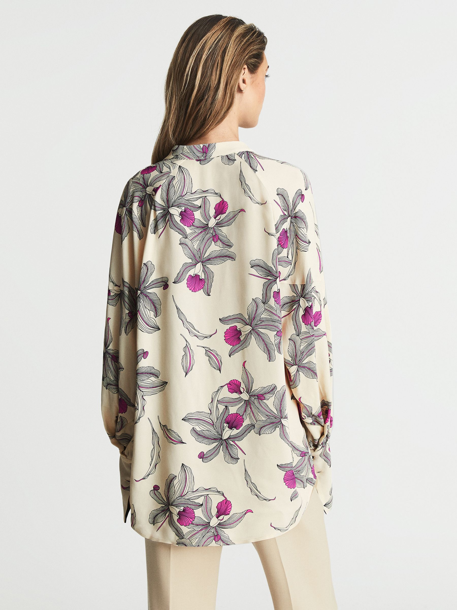 Orchid Print Blouse in Neutral/Pink - Image 5 of 6
