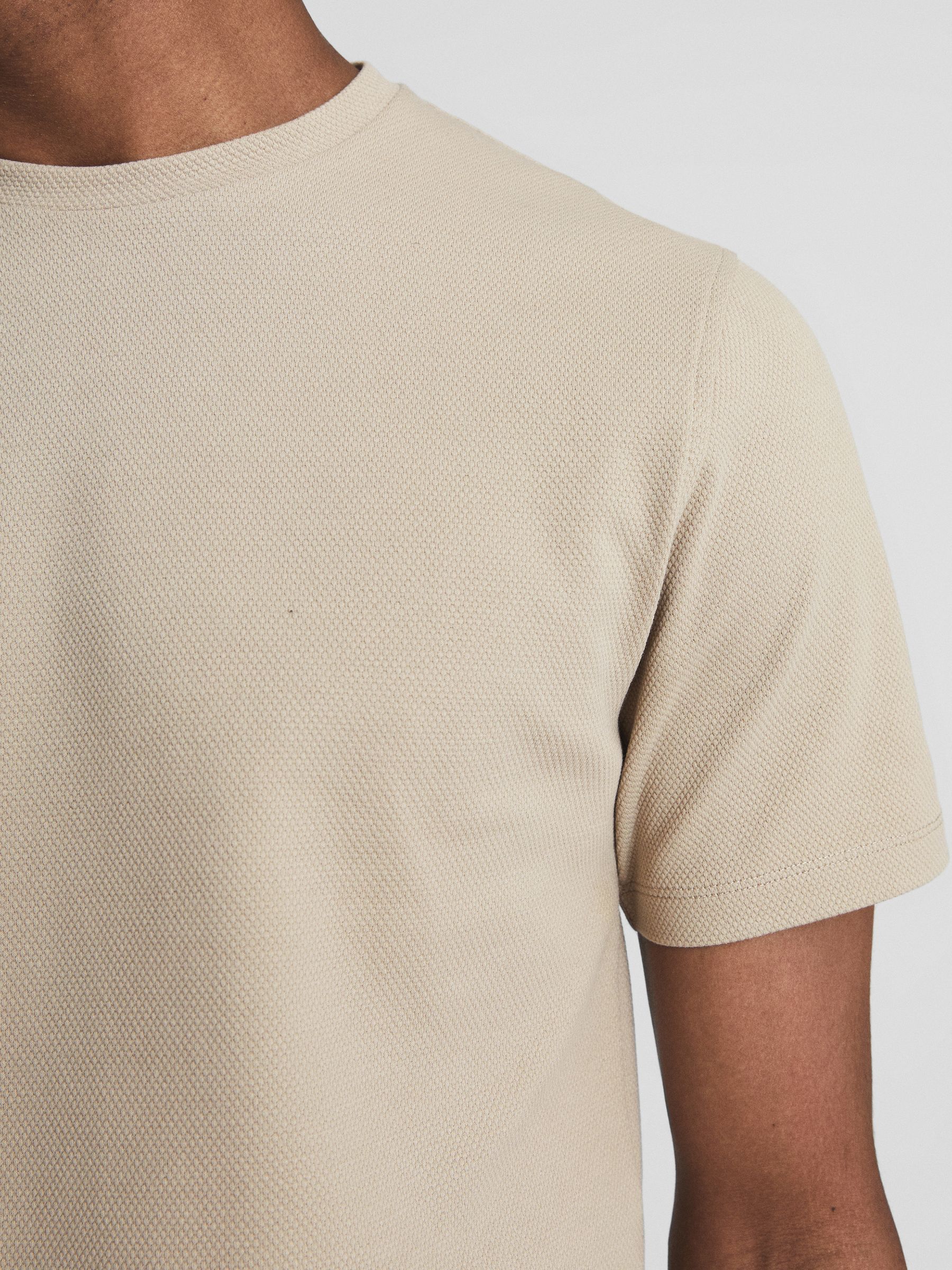 Honeycomb Crew Neck T-shirt in Oatmeal - Image 4 of 7