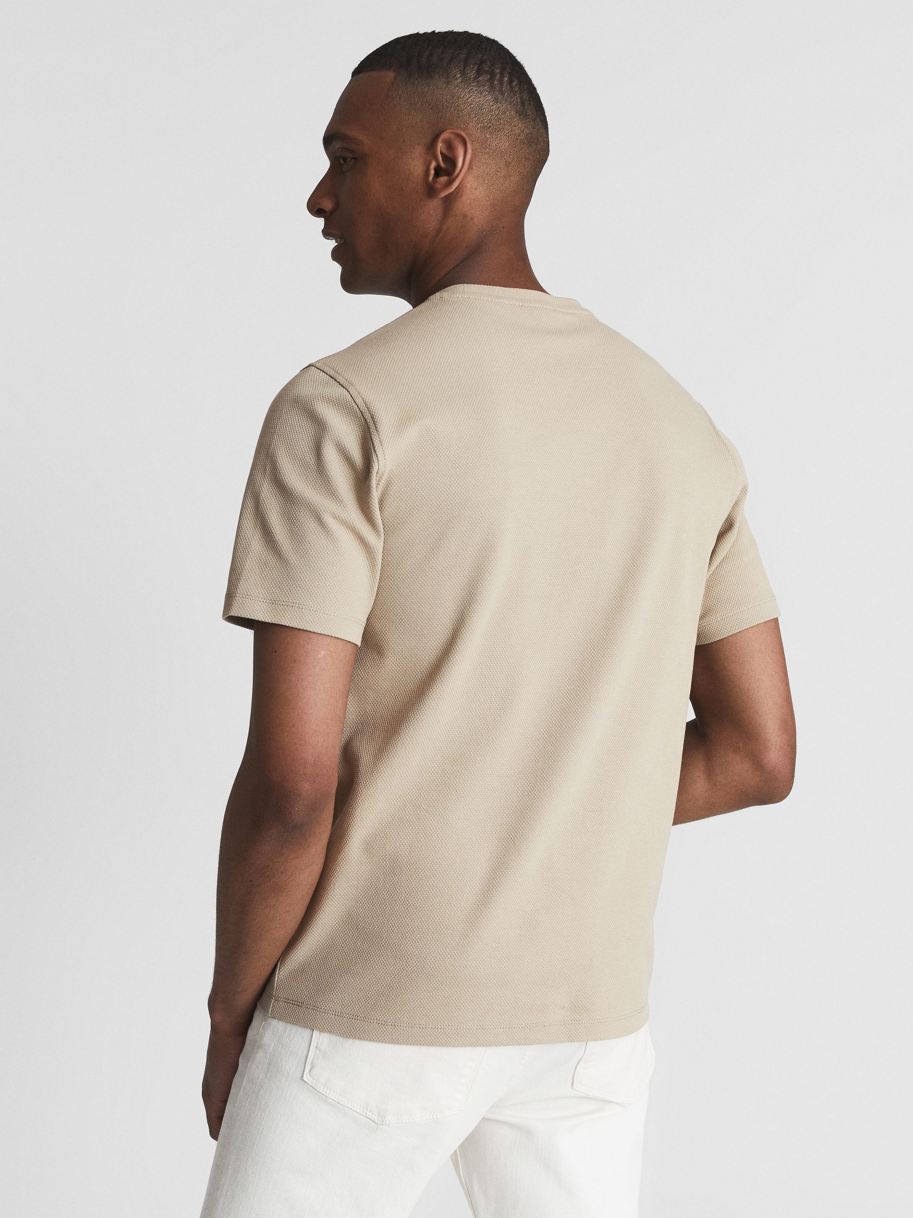 Honeycomb Crew Neck T-shirt in Oatmeal - Image 5 of 7