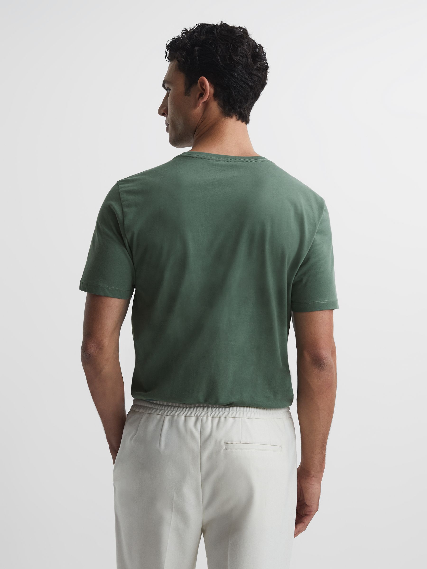 Crew Neck T-shirt in Fern Green - Image 2 of 6