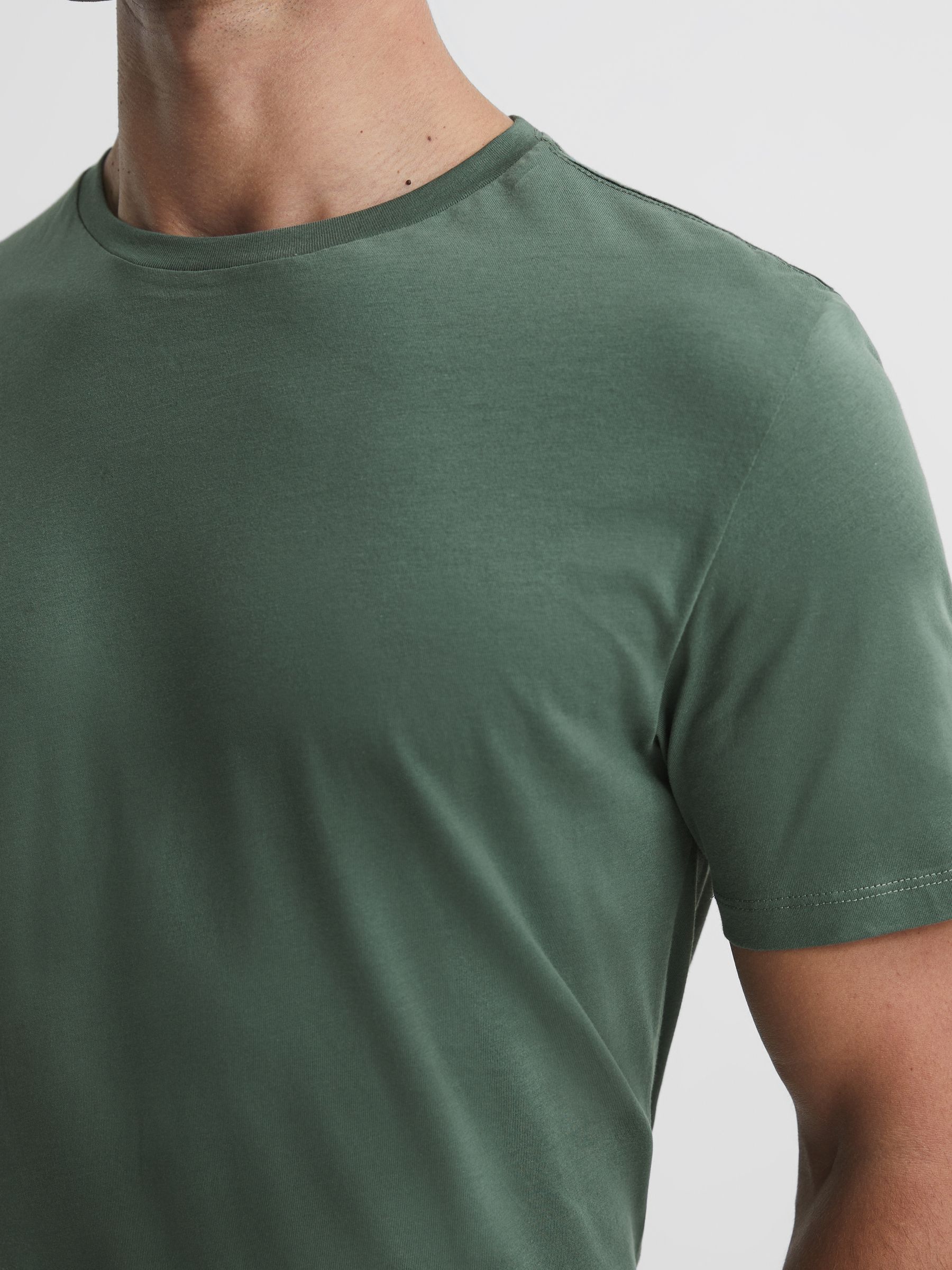 Crew Neck T-shirt in Fern Green - Image 3 of 6