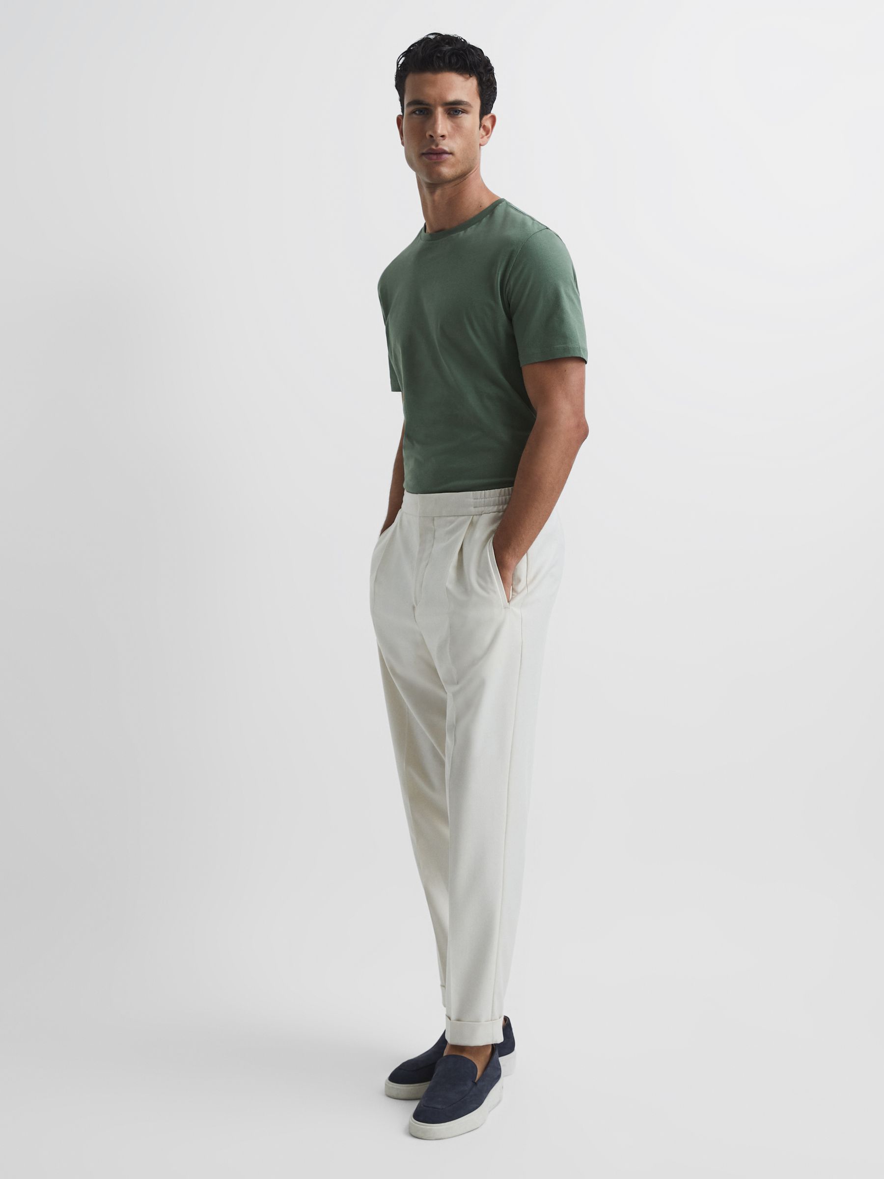 Crew Neck T-shirt in Fern Green - Image 4 of 6