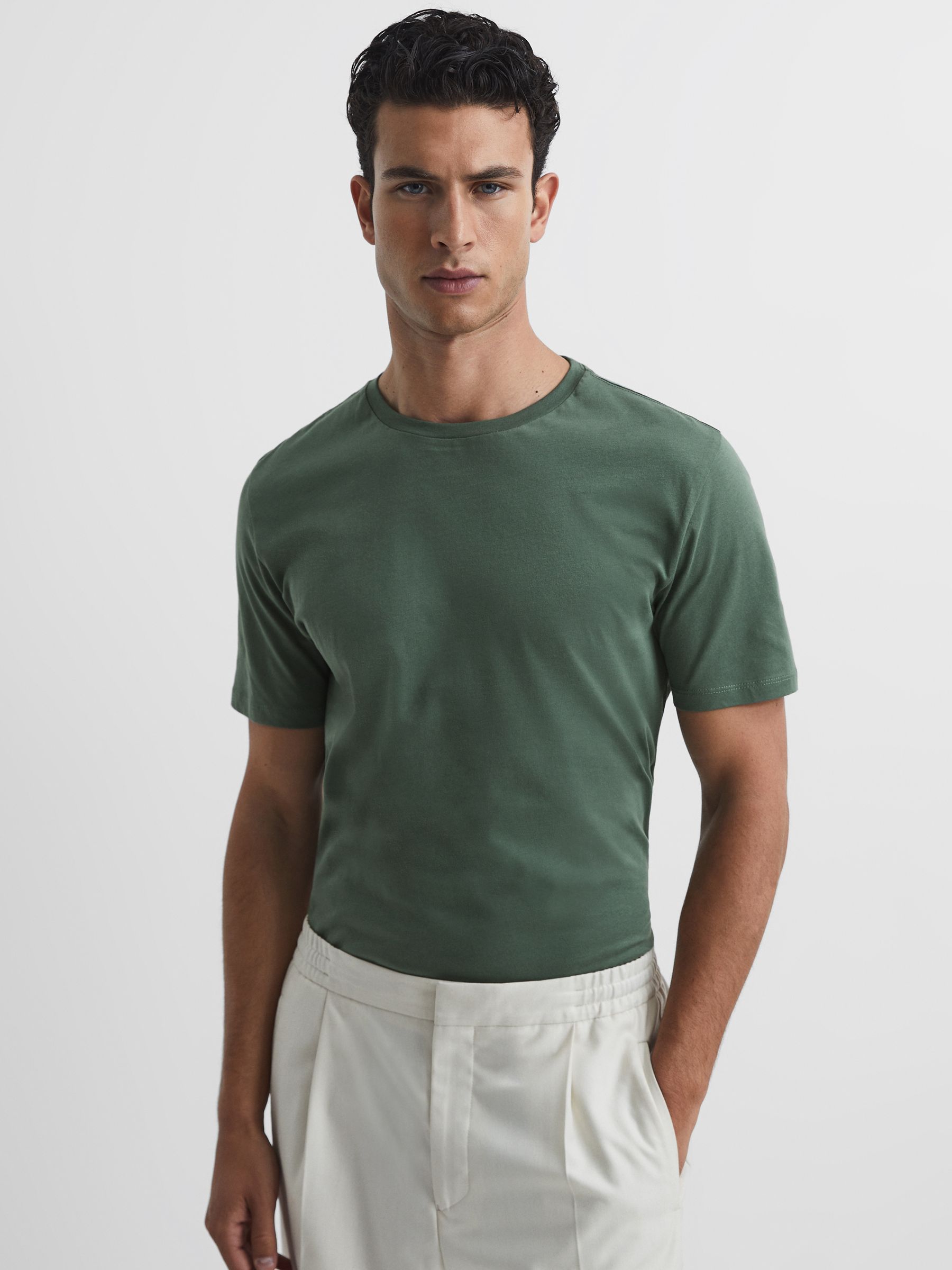 Crew Neck T-shirt in Fern Green - Image 5 of 6