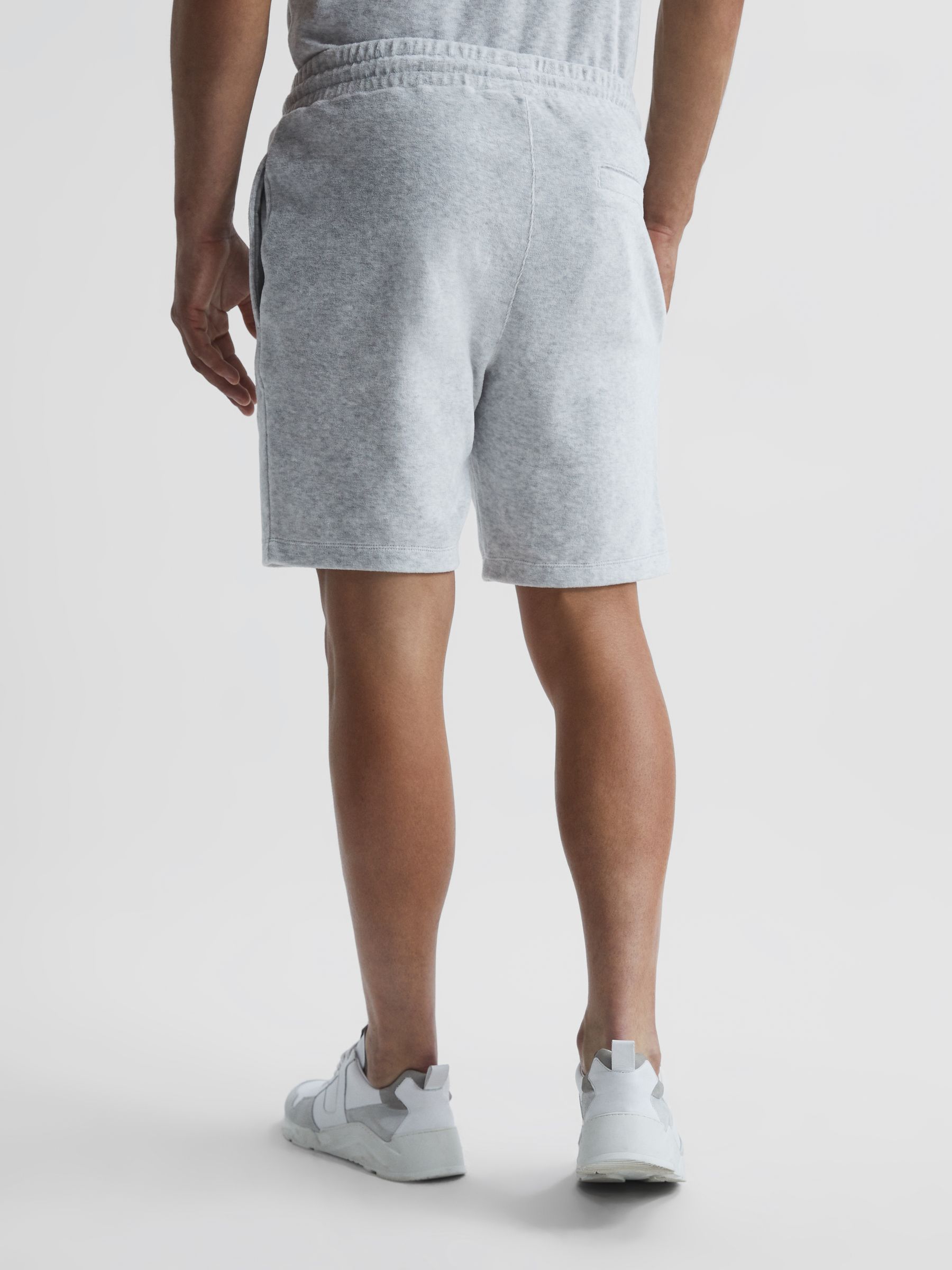 Velour Drawstring Shorts in Grey Melange - Image 5 of 6