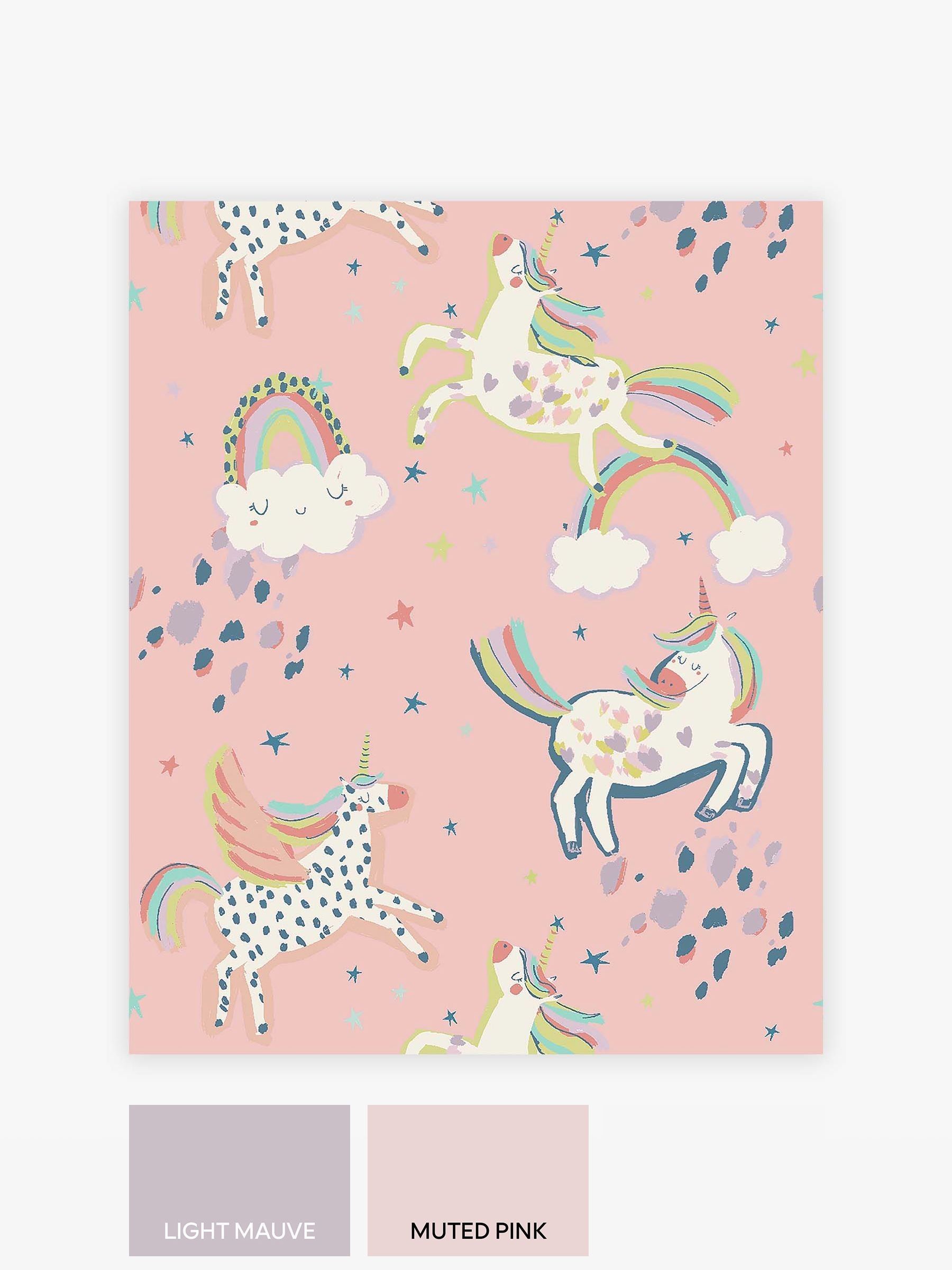 Next Pink Party Unicorn Paste The Wall A4 Wallpaper Sample - Image 3 of 3