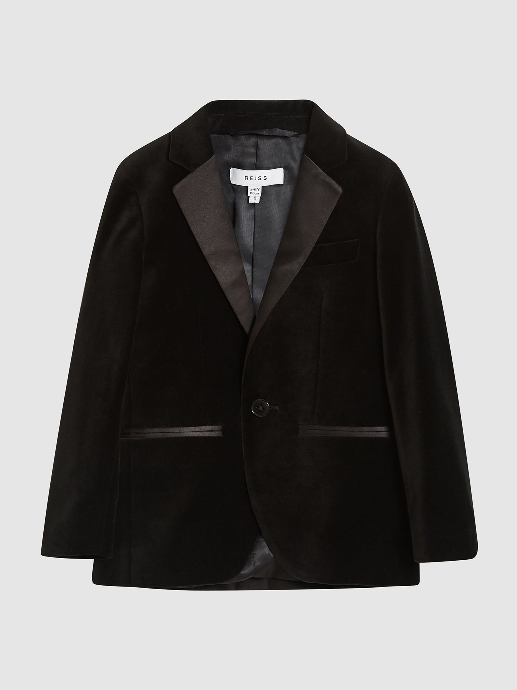 4-9 yrs Single Breasted Velvet Blazer in Black - Image 2 of 7