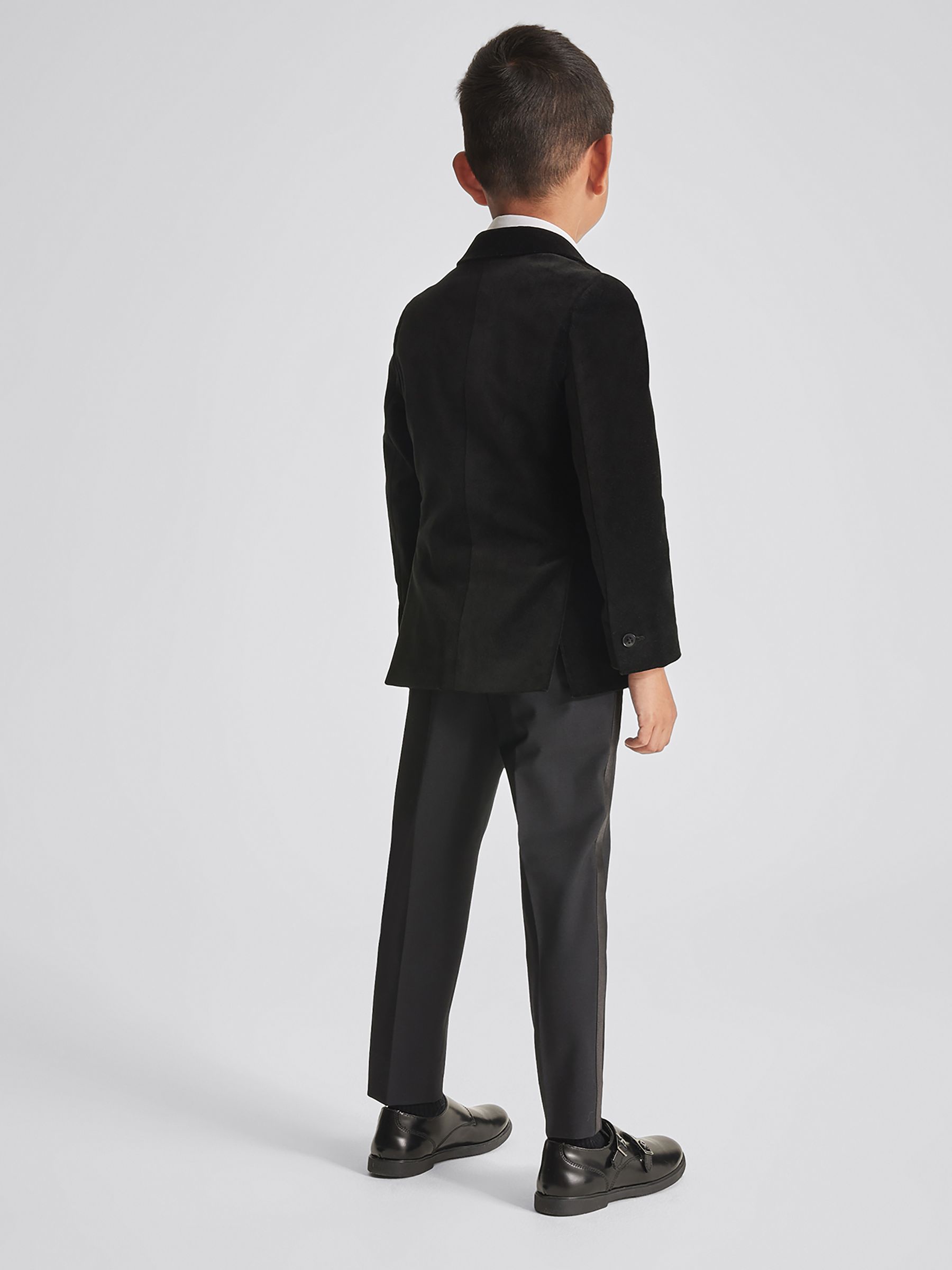 4-9 yrs Single Breasted Velvet Blazer in Black - Image 5 of 7