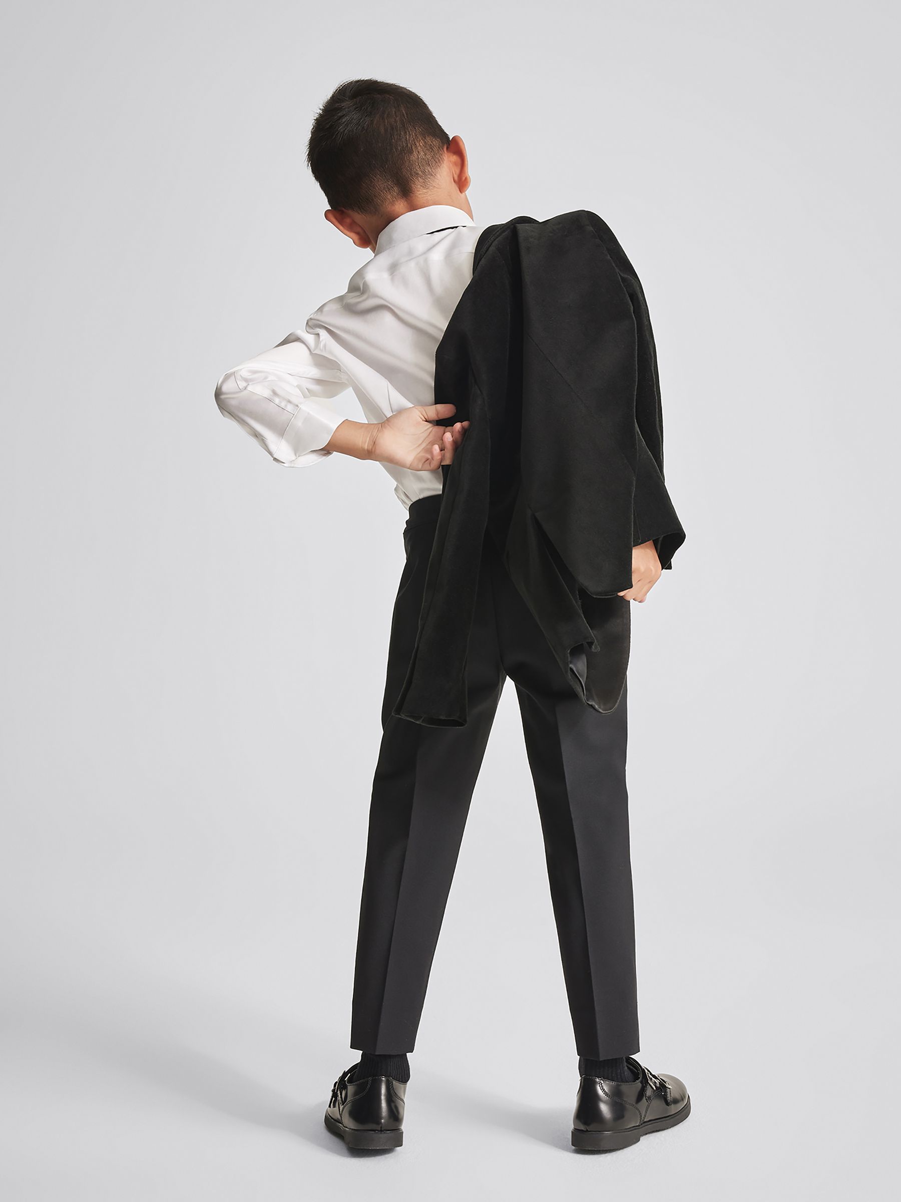 4-9 yrs Single Breasted Velvet Blazer in Black - Image 6 of 7