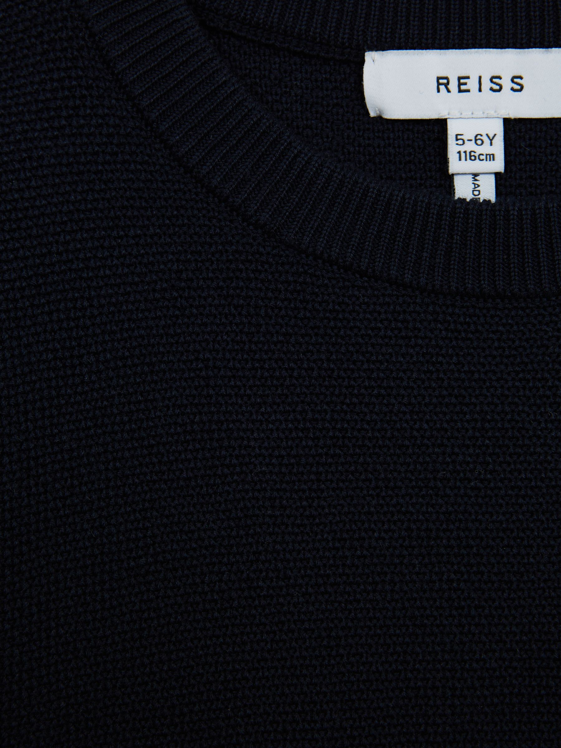 Senior Stitch Interest Crew Neck Jumper in Navy - Image 6 of 6